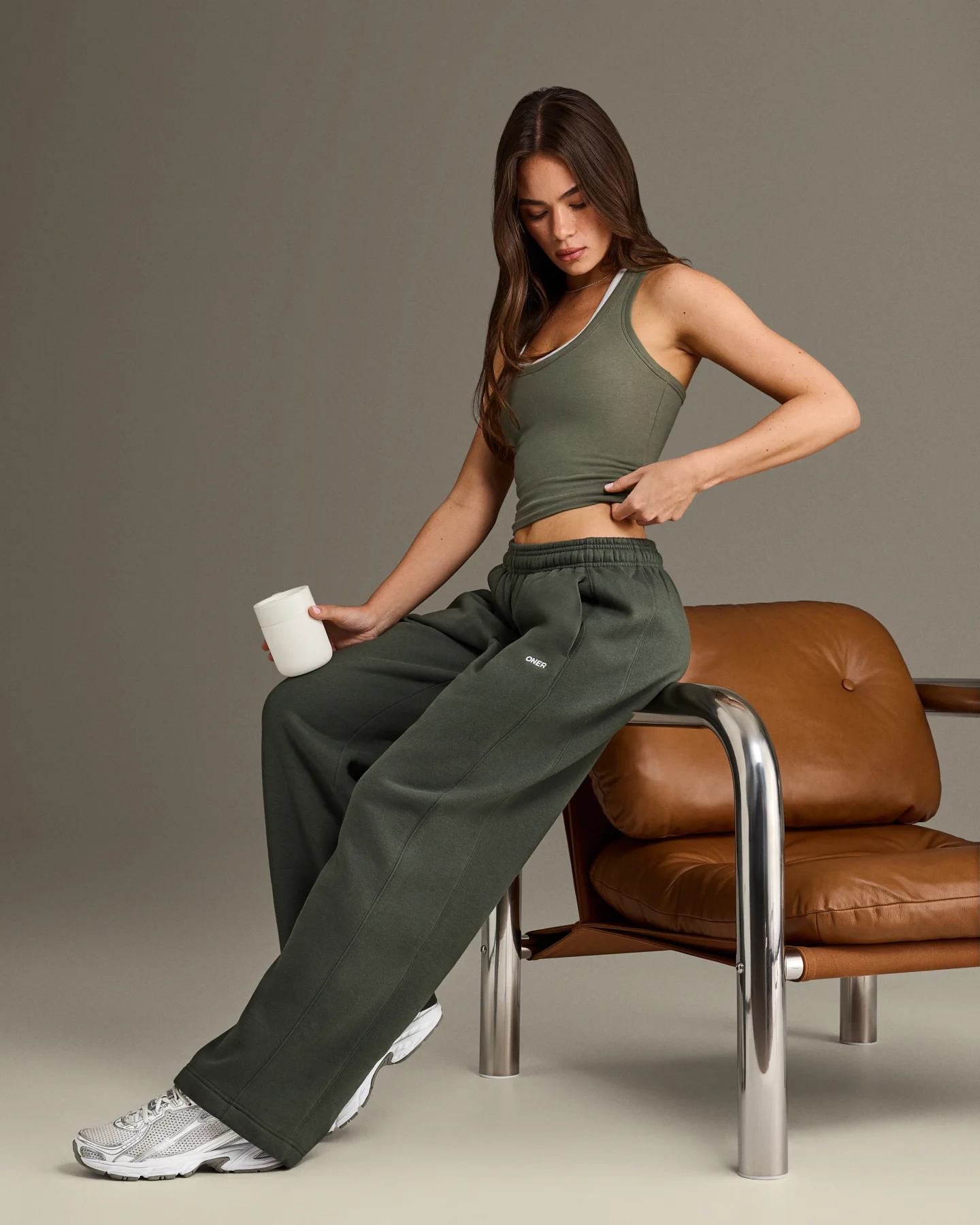 Foundations Straight Leg Joggers | Dark Khaki - Image 2