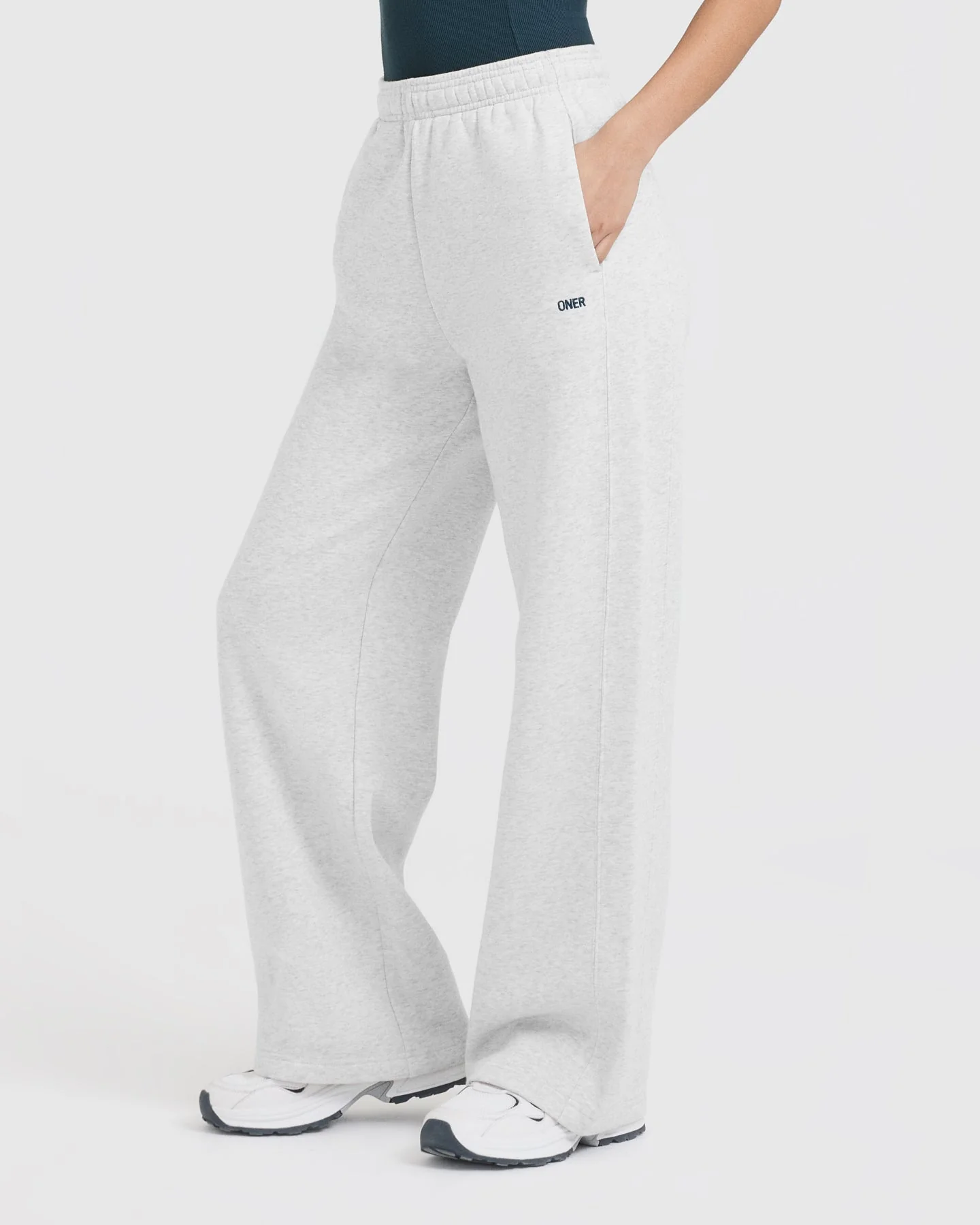 Foundations Straight Leg Joggers | Light Grey Marl - Image 3