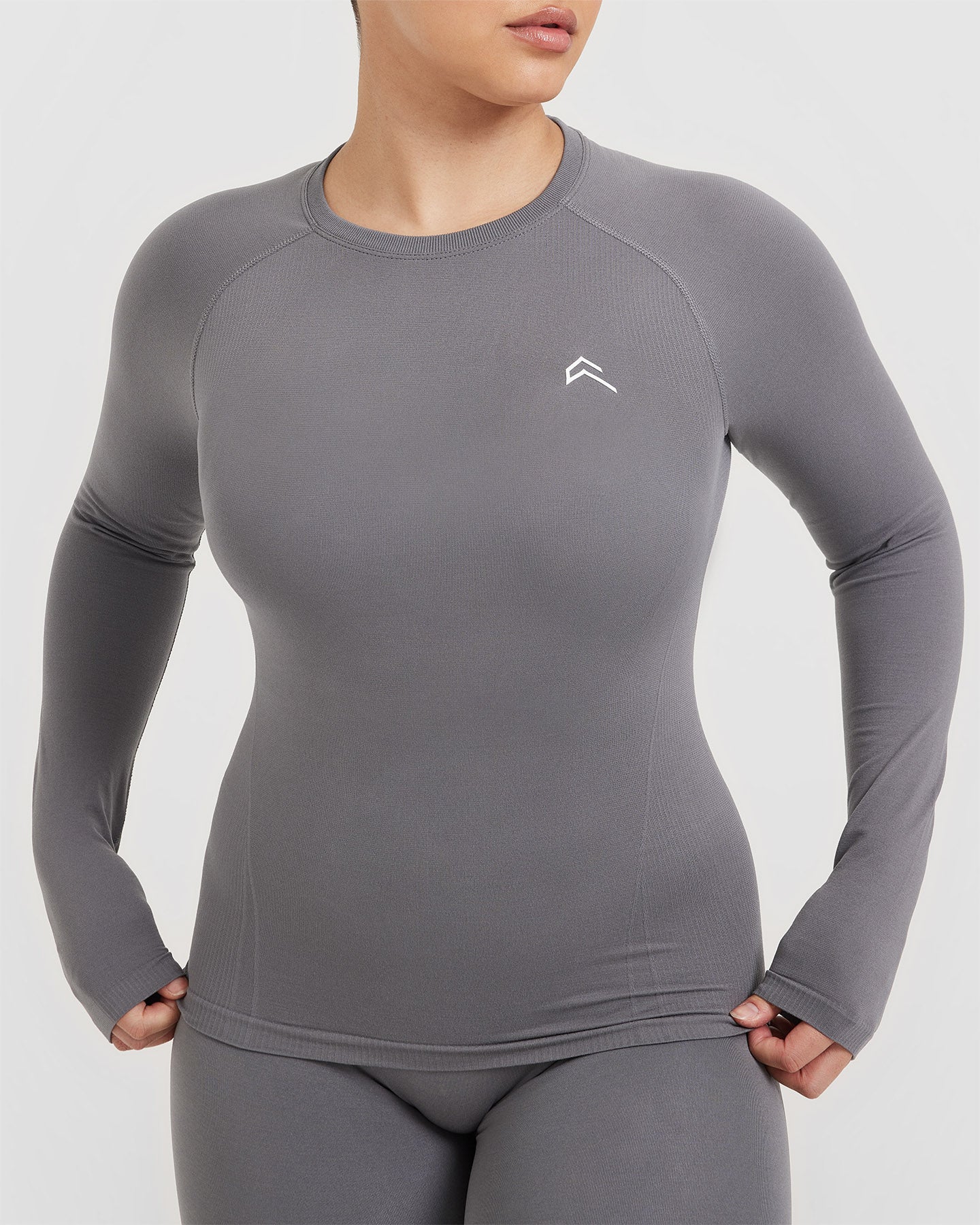 Go To Seamless Fitted Long Sleeve Top | Ash Grey - Image 4