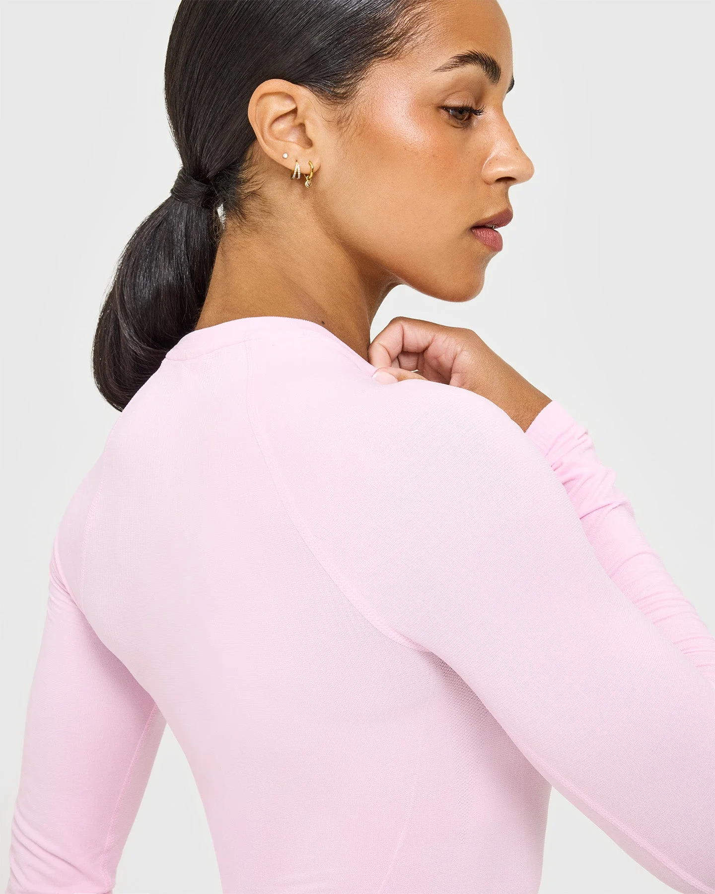Go To Seamless Fitted Long Sleeve Top | Chalk Pink - Image 6