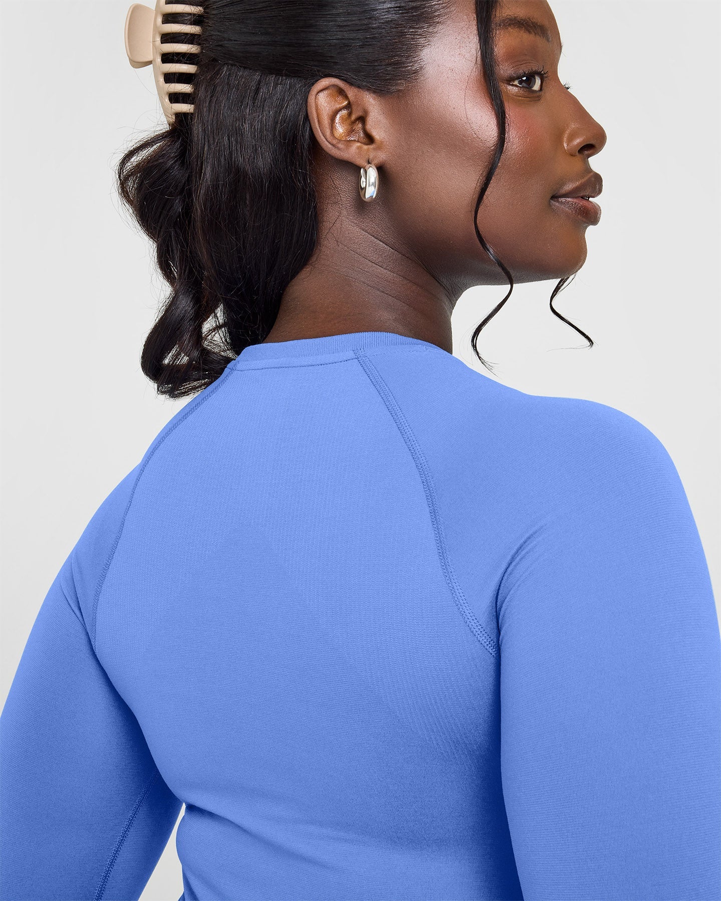 Go To Seamless Fitted Long Sleeve Top | Light Glaucous Blue - Image 6