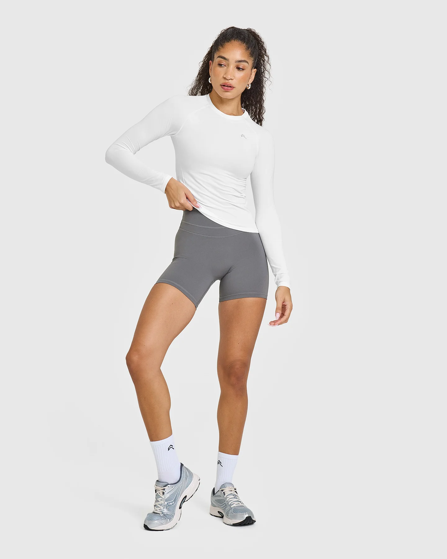 Go To Seamless Fitted Long Sleeve Top | White - Image 3