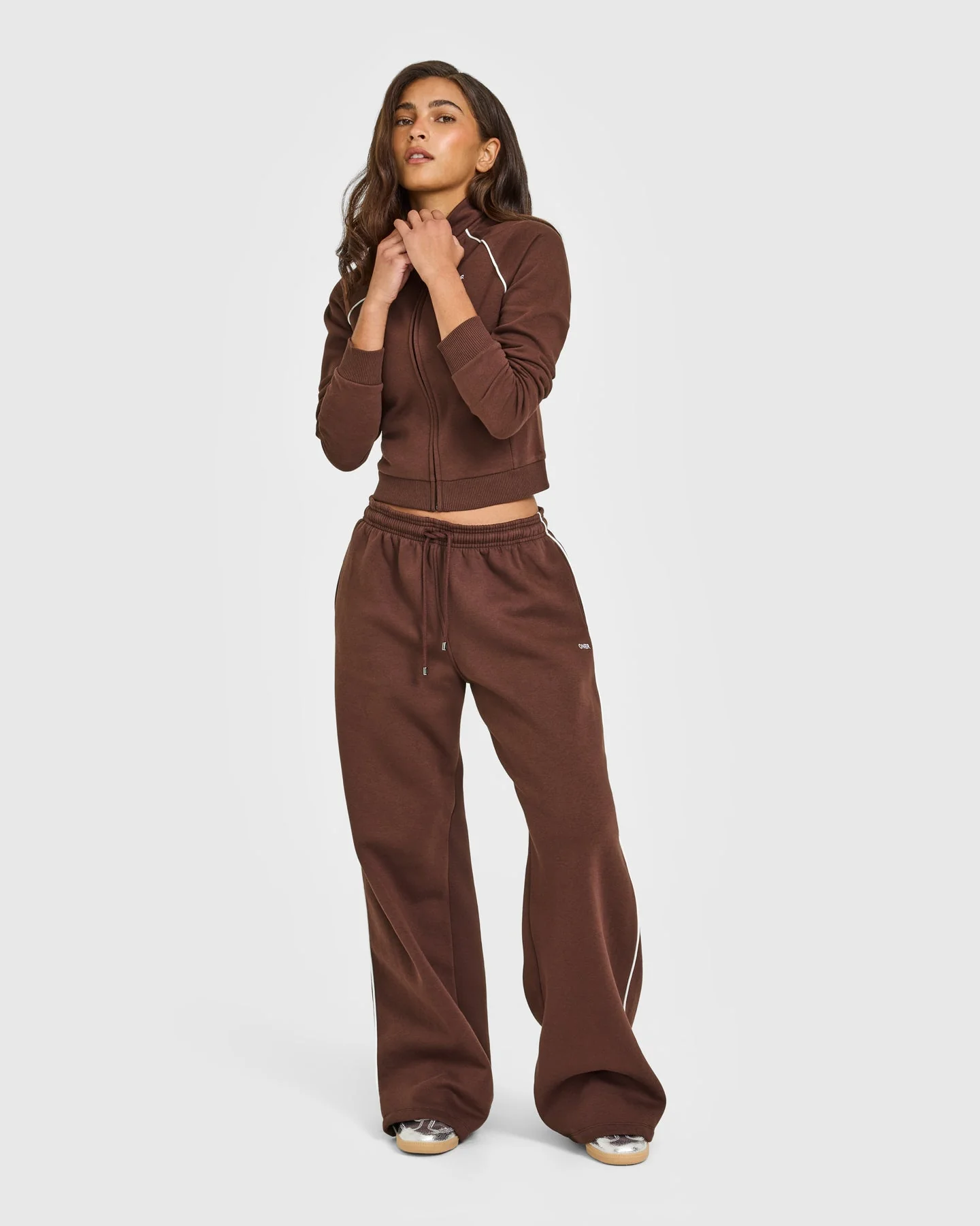 Jersey Tracksuit Straight Leg Joggers | Espresso Brown - Image 3