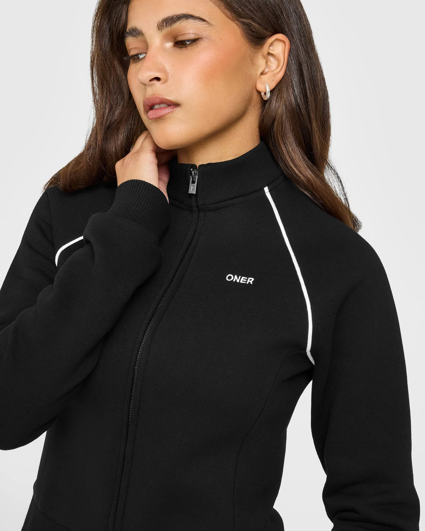 Jersey Tracksuit Zip Through Jacket | Black - Image 3