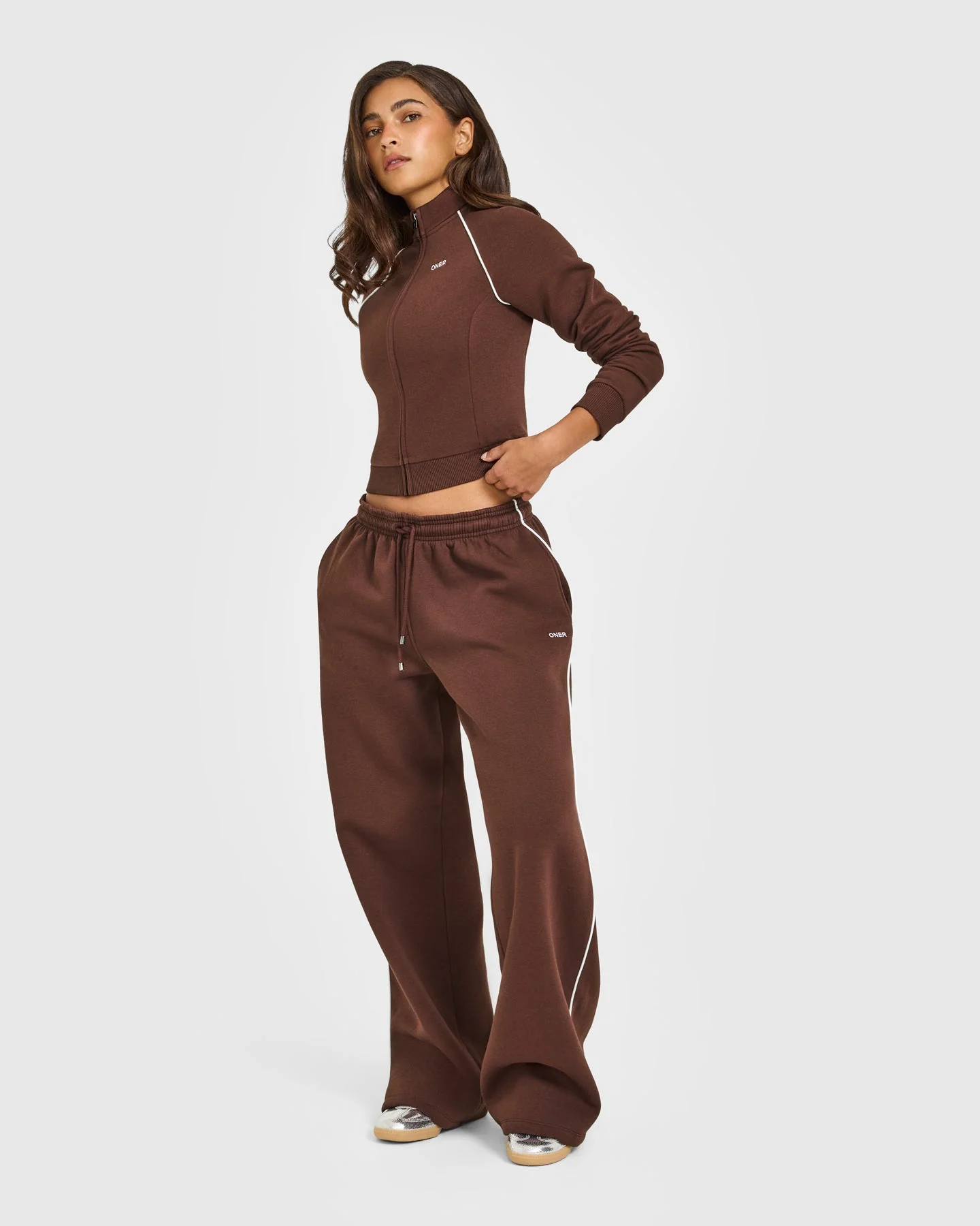 Jersey Tracksuit Zip Through Jacket | Espresso Brown - Image 3