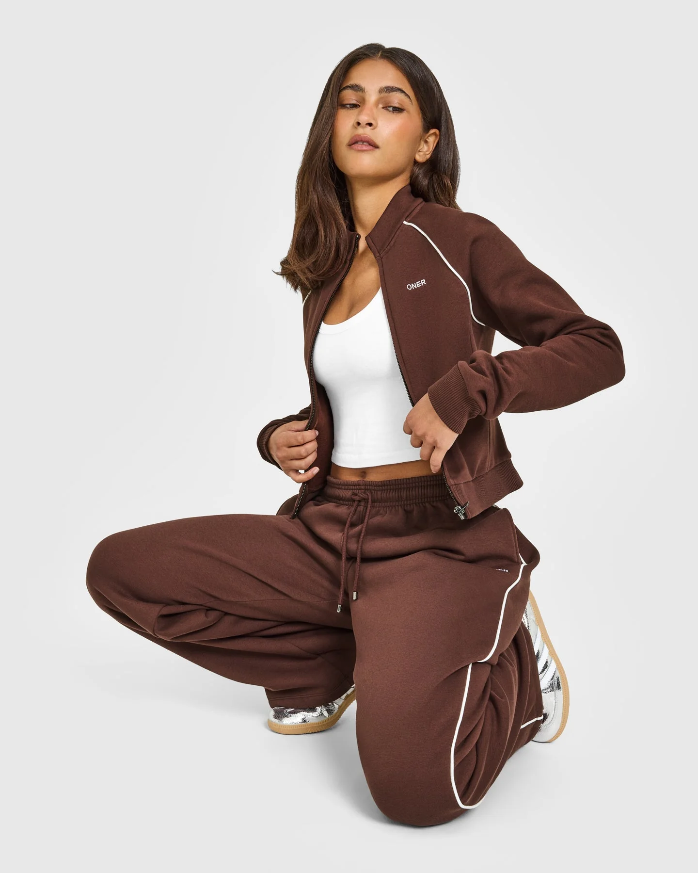 Jersey Tracksuit Zip Through Jacket | Espresso Brown - Image 4