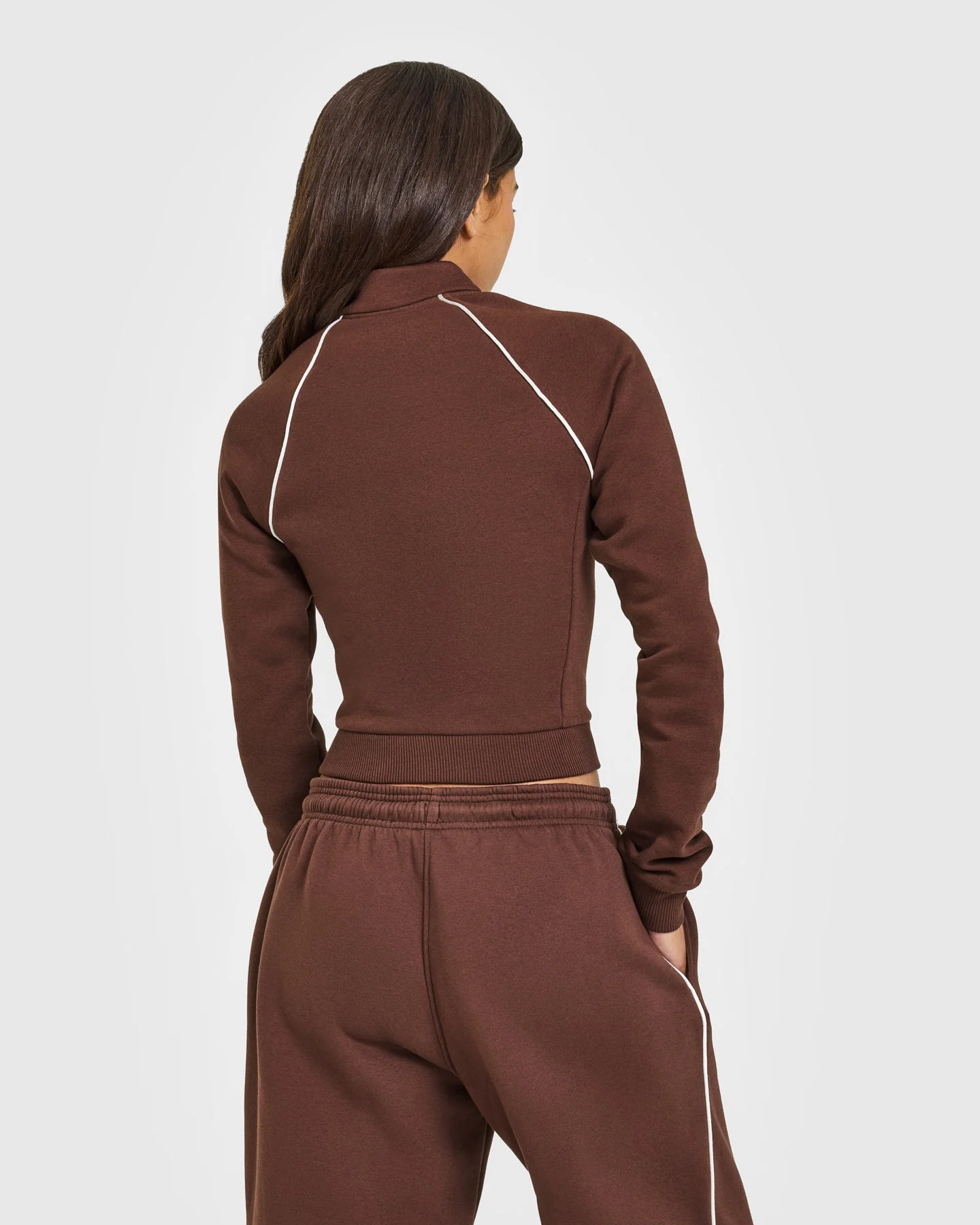 Jersey Tracksuit Zip Through Jacket | Espresso Brown - Image 5