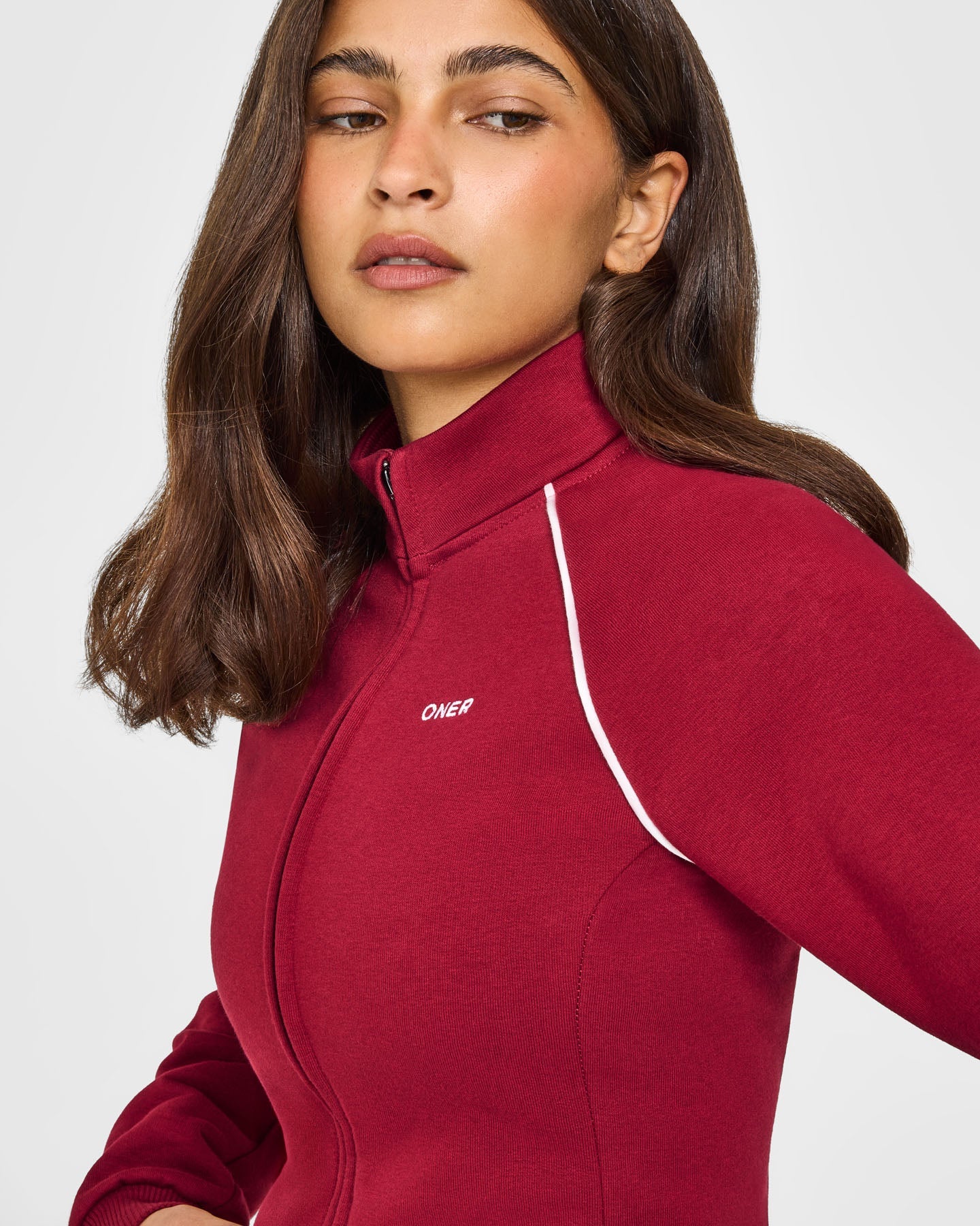 Jersey Tracksuit Zip Through Jacket | Ruby Red - Image 3