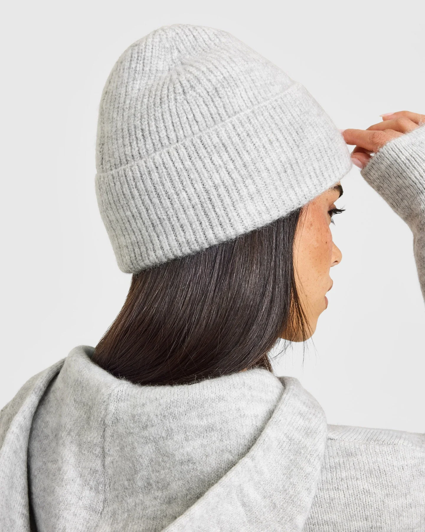 Knit Beanie | Light Grey Marl - Image 4
