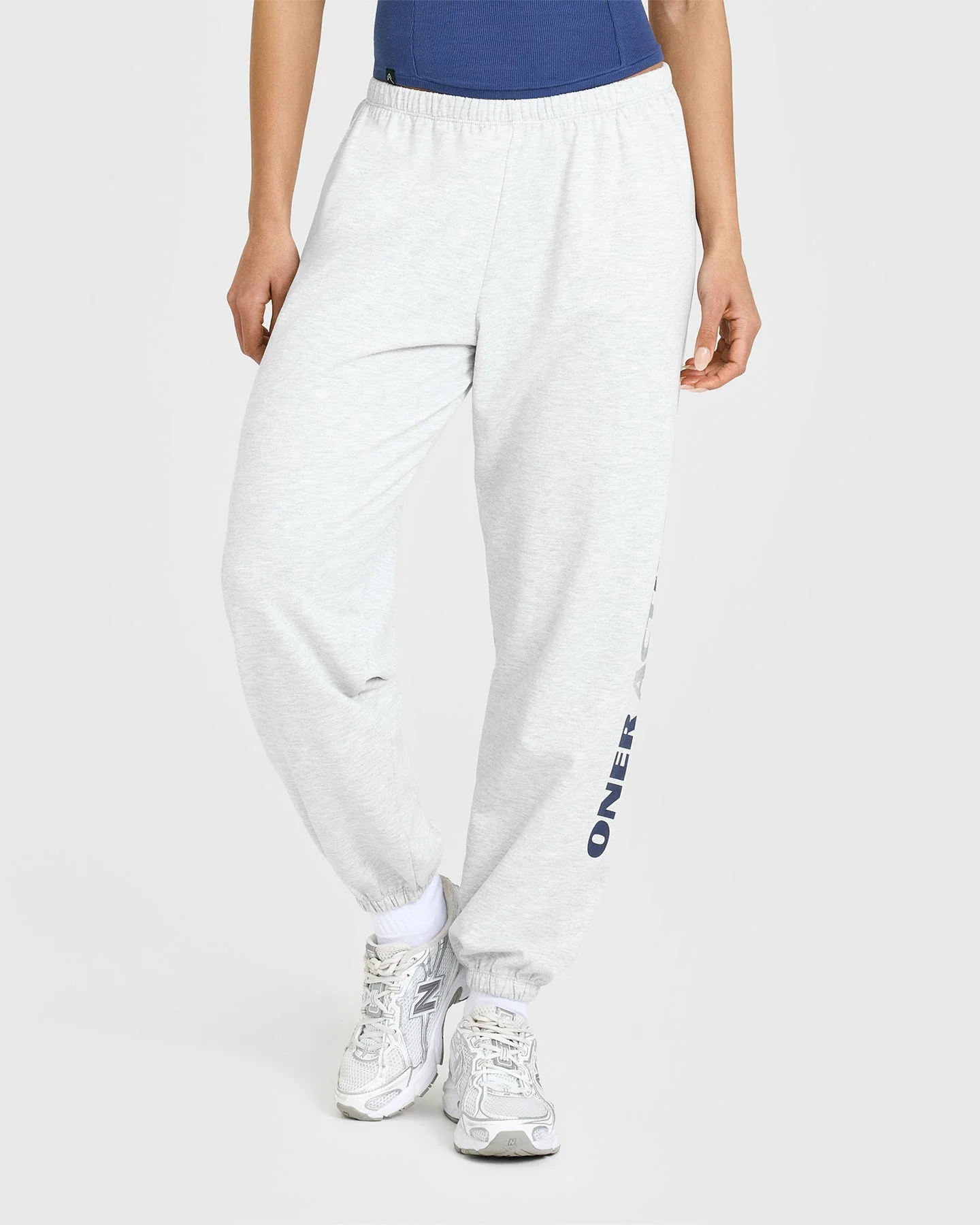 Lightweight Graphic Joggers | Light Grey Marl