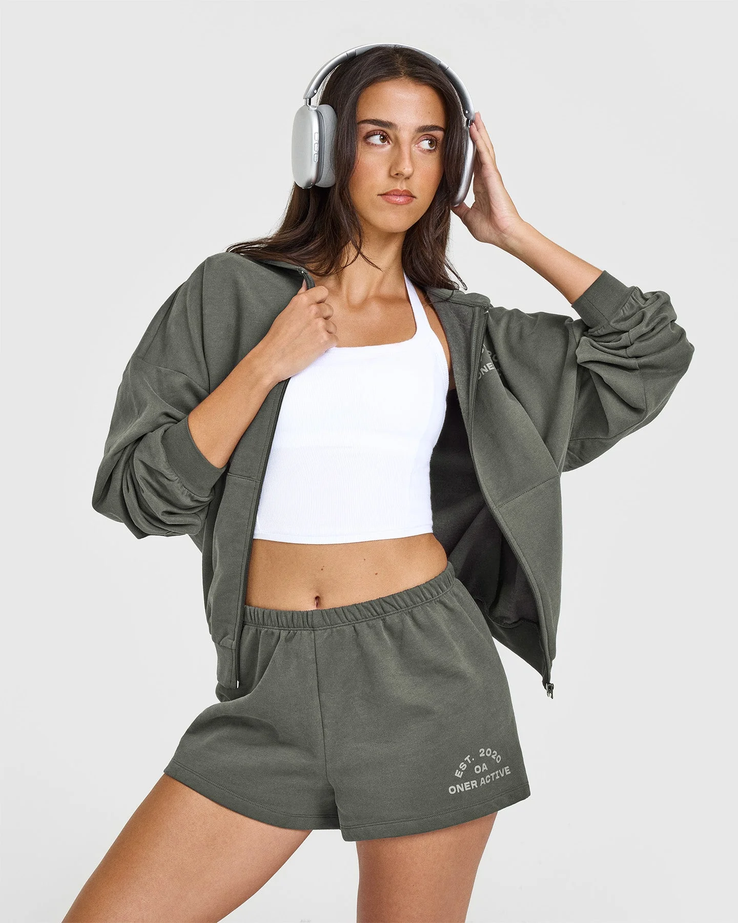 Lightweight Shorts with Graphic | Dark Khaki - Image 5