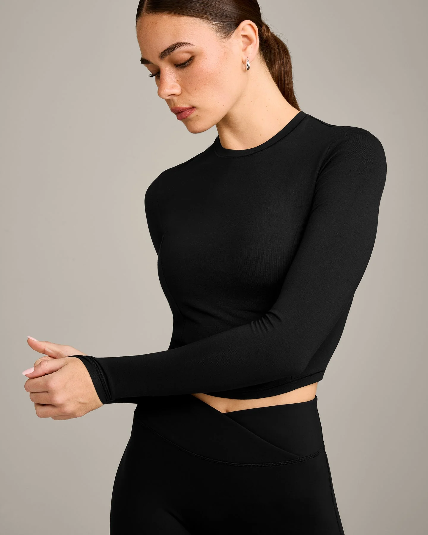 Mellow™ Motion Crew Neck Long Sleeve Mid Top | Black - Image 5