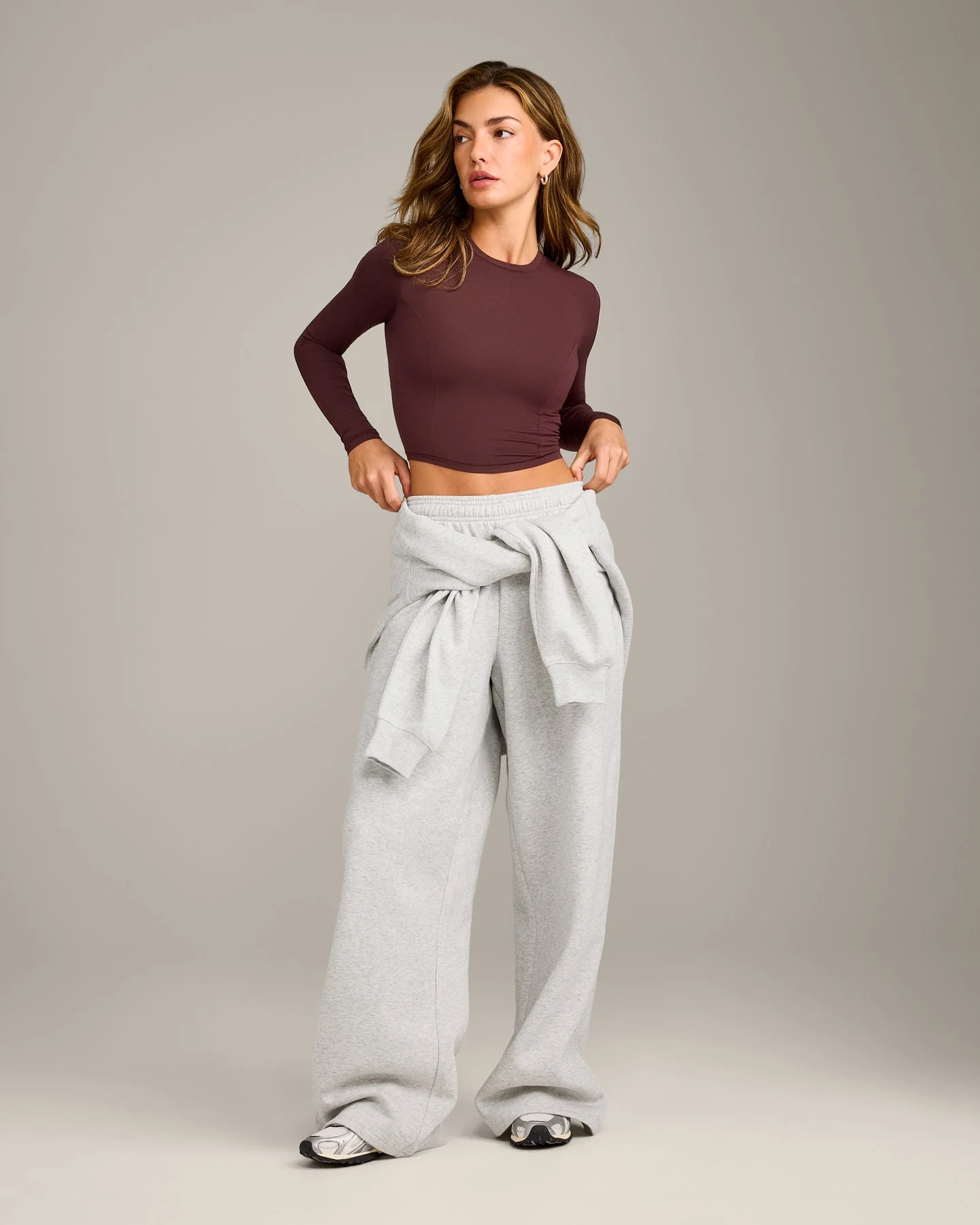 Mellow™ Motion Crew Neck Long Sleeve Mid Top | Light Velvet Mocha - Image 3