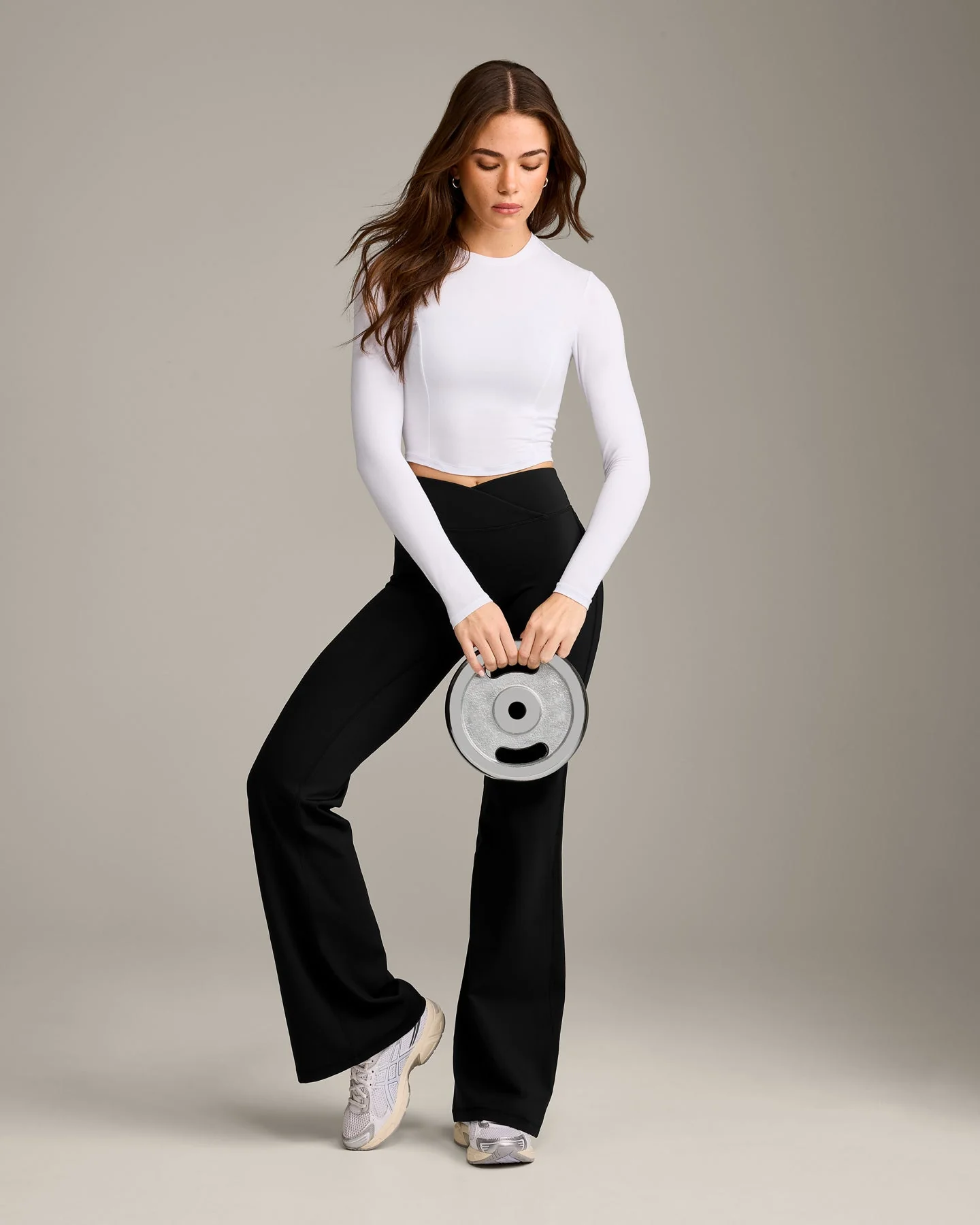 Mellow™ Motion Crew Neck Long Sleeve Mid Top | White - Image 3