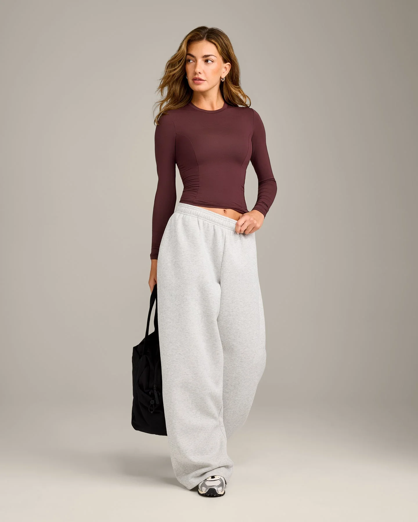 Mellow™ Motion Crew Neck Long Sleeve Top | Light Velvet Mocha - Image 3