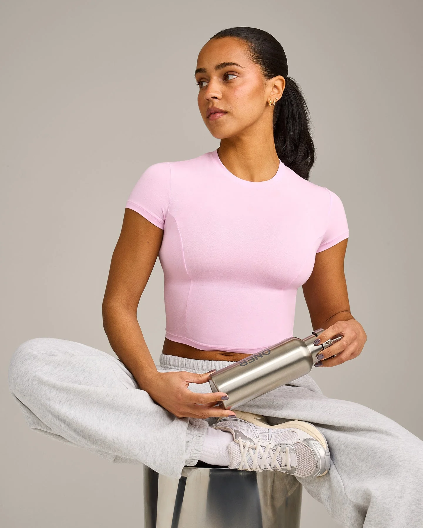 Mellow™ Motion Crew Neck Mid Top | Chalk Pink - Image 3