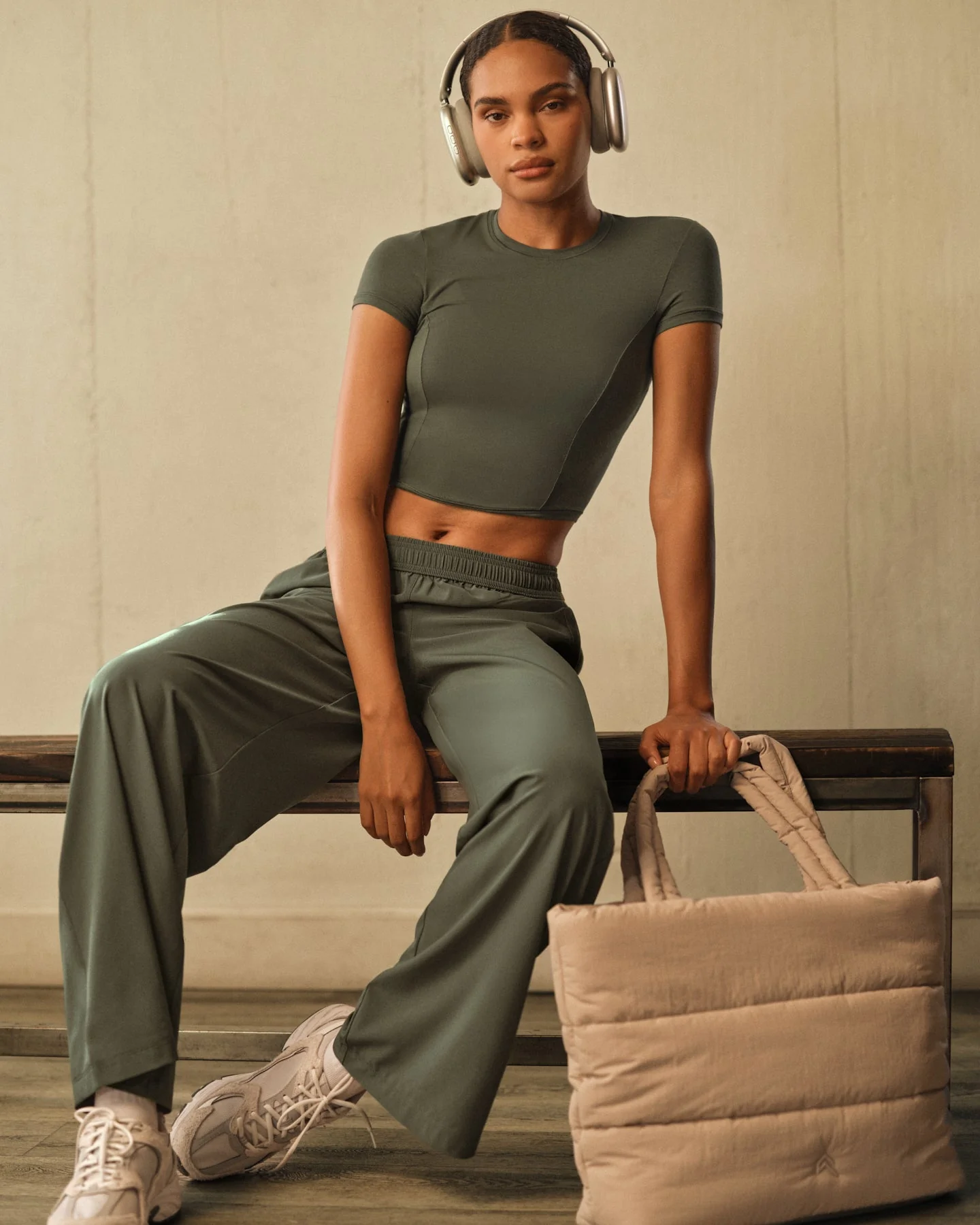 Mellow™ Motion Crew Neck Mid Top | Dark Khaki - Image 2