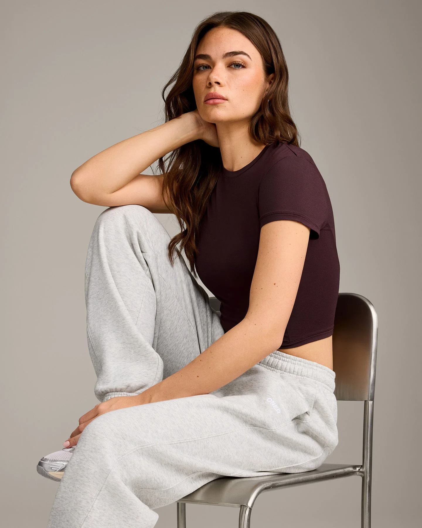 Mellow™ Motion Crew Neck Mid Top | Plum Brown - Image 2