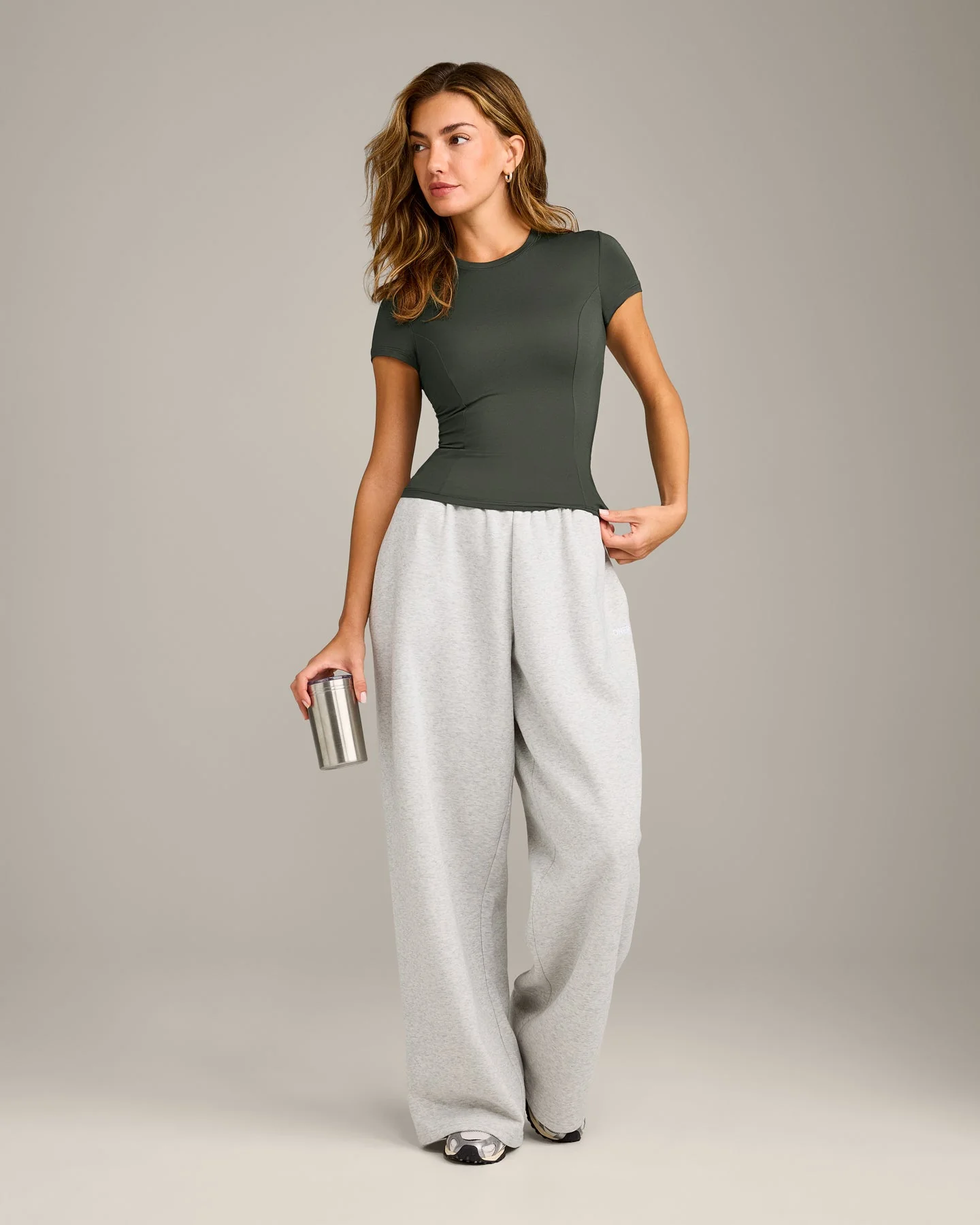 Mellow™ Motion Crew Neck Top | Dark Khaki - Image 2