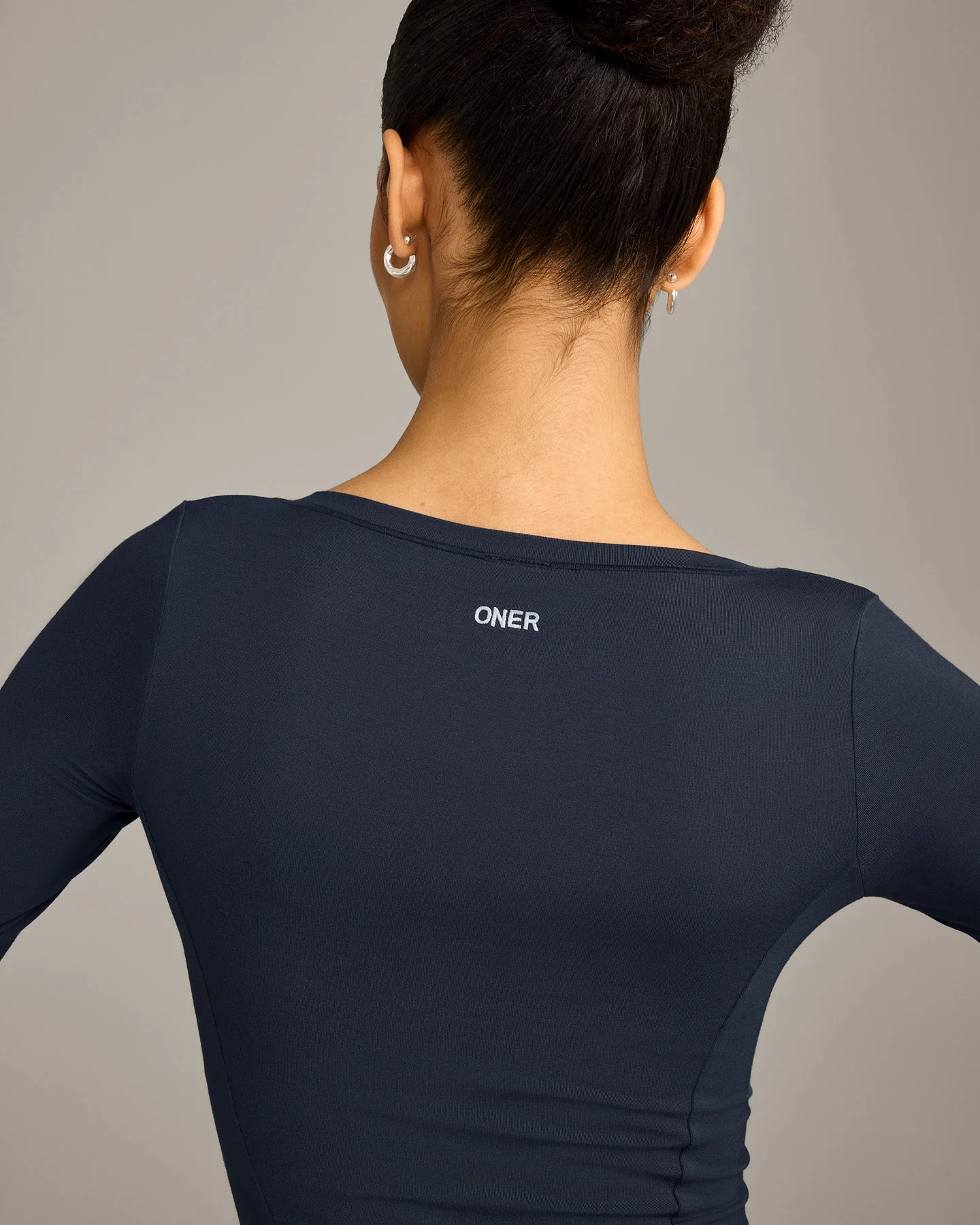 Mellow™ Motion Wide V Neck 3/4 Length Sleeve Mid Top | True Blue - Image 4