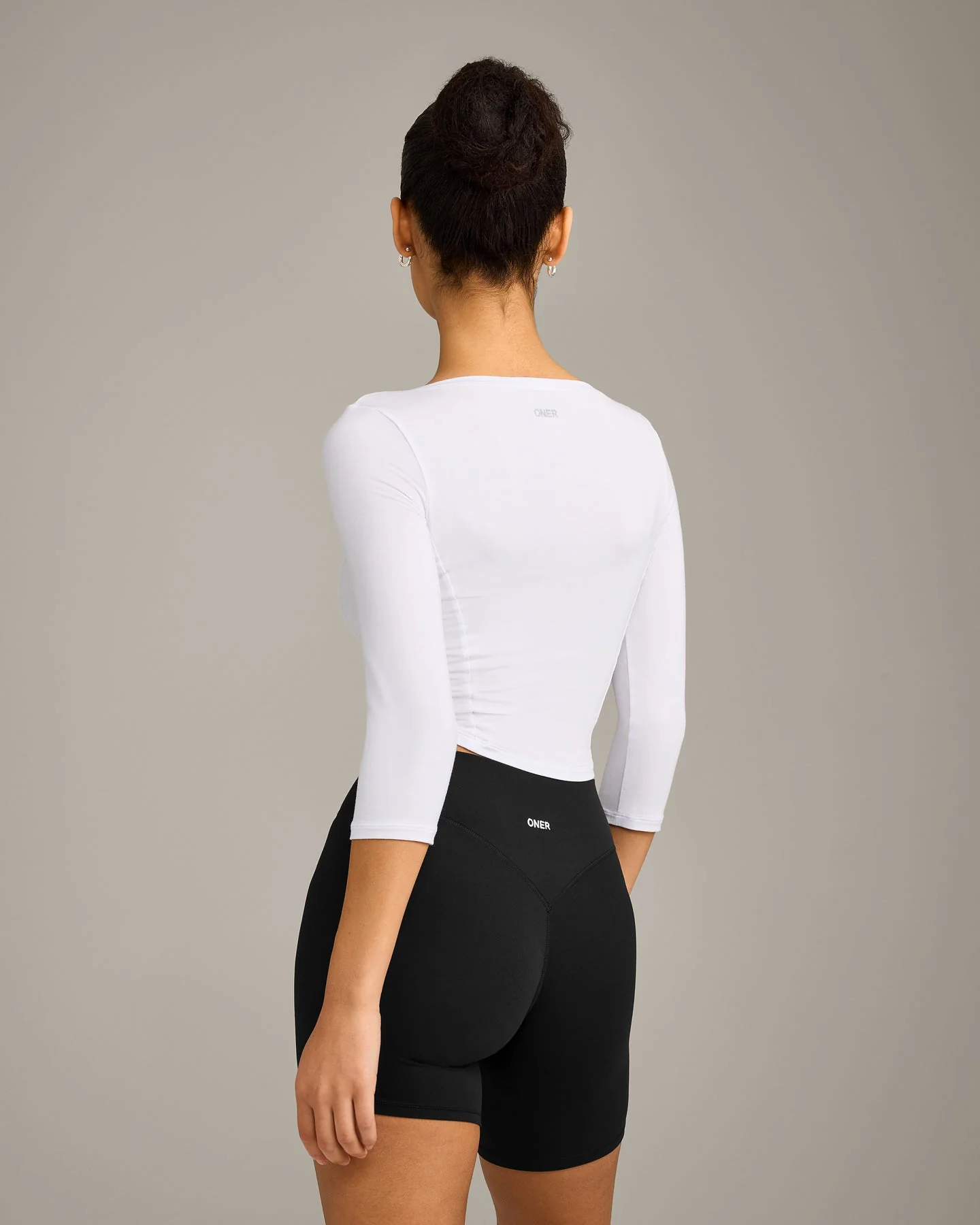 Mellow™ Motion Wide V Neck 3/4 Length Sleeve Mid Top | White - Image 5