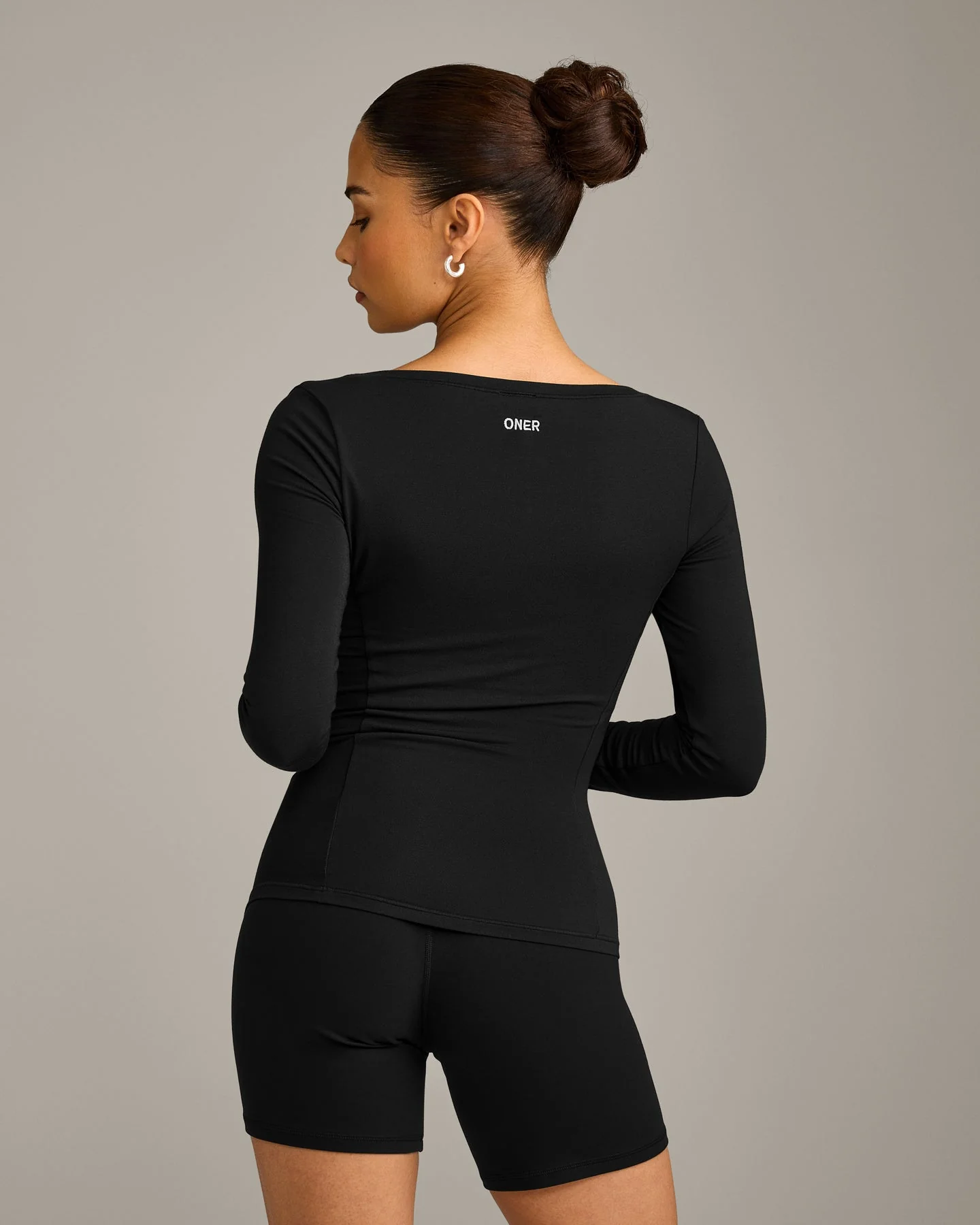 Mellow™ Motion Wide V Neck Long Sleeve Top | Black - Image 2