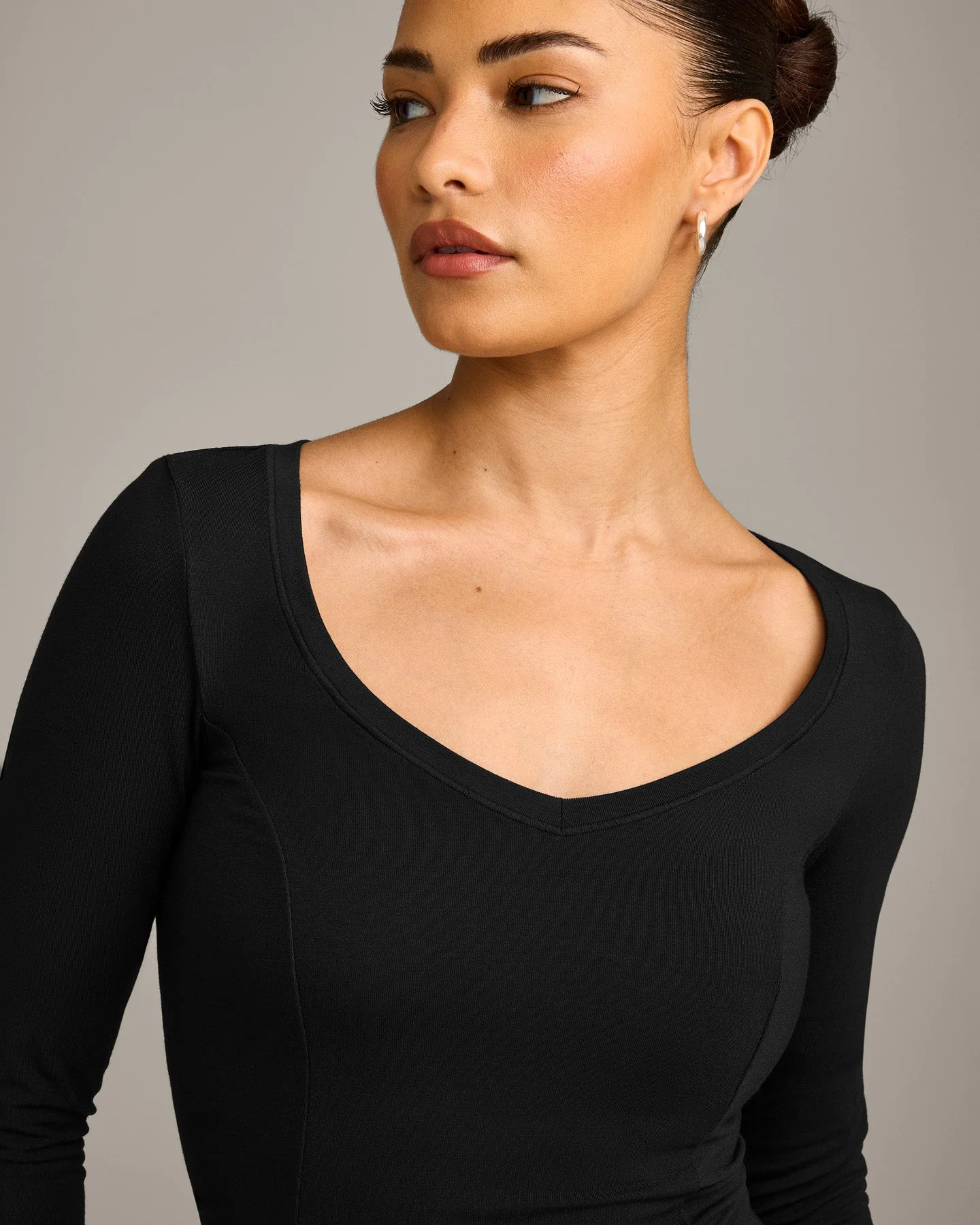 Mellow™ Motion Wide V Neck Long Sleeve Top | Black - Image 4