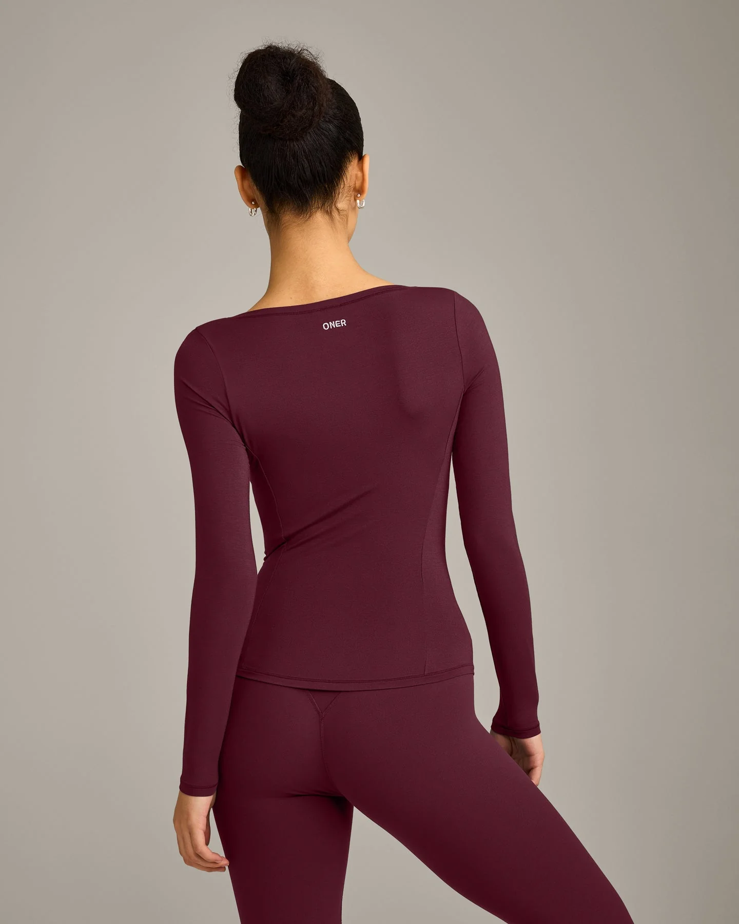 Mellow™ Motion Wide V Neck Long Sleeve Top | Cherry Lacquer Purple - Image 2