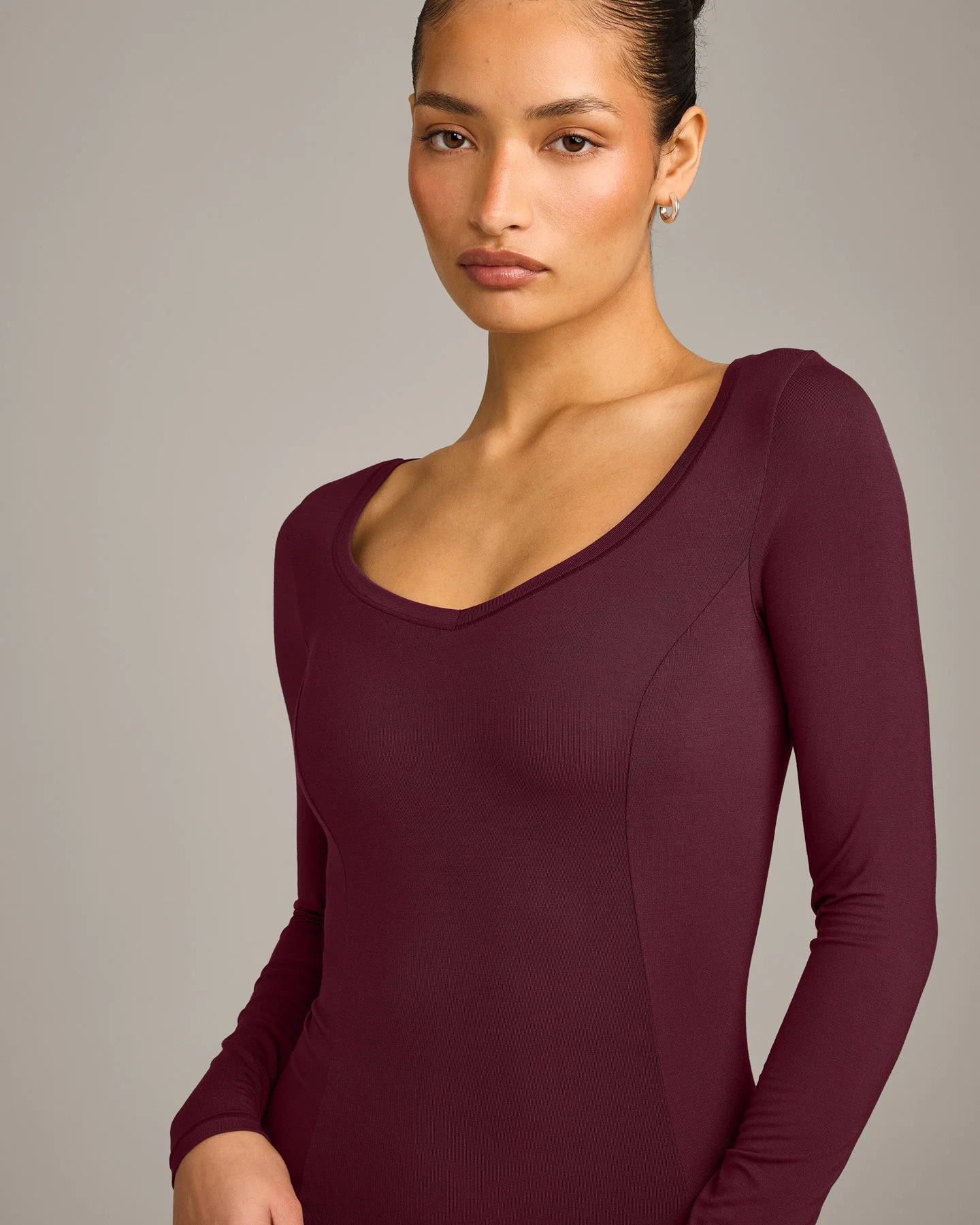 Mellow™ Motion Wide V Neck Long Sleeve Top | Cherry Lacquer Purple - Image 5