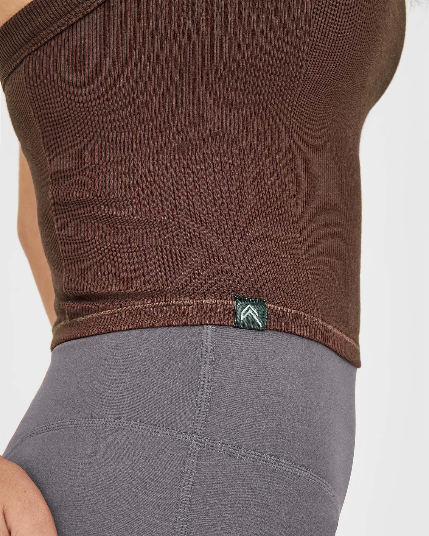Mellow™ Rib Halter Neck Mid Vest with Built in Bra Shelf | Copper Brown - Image 4