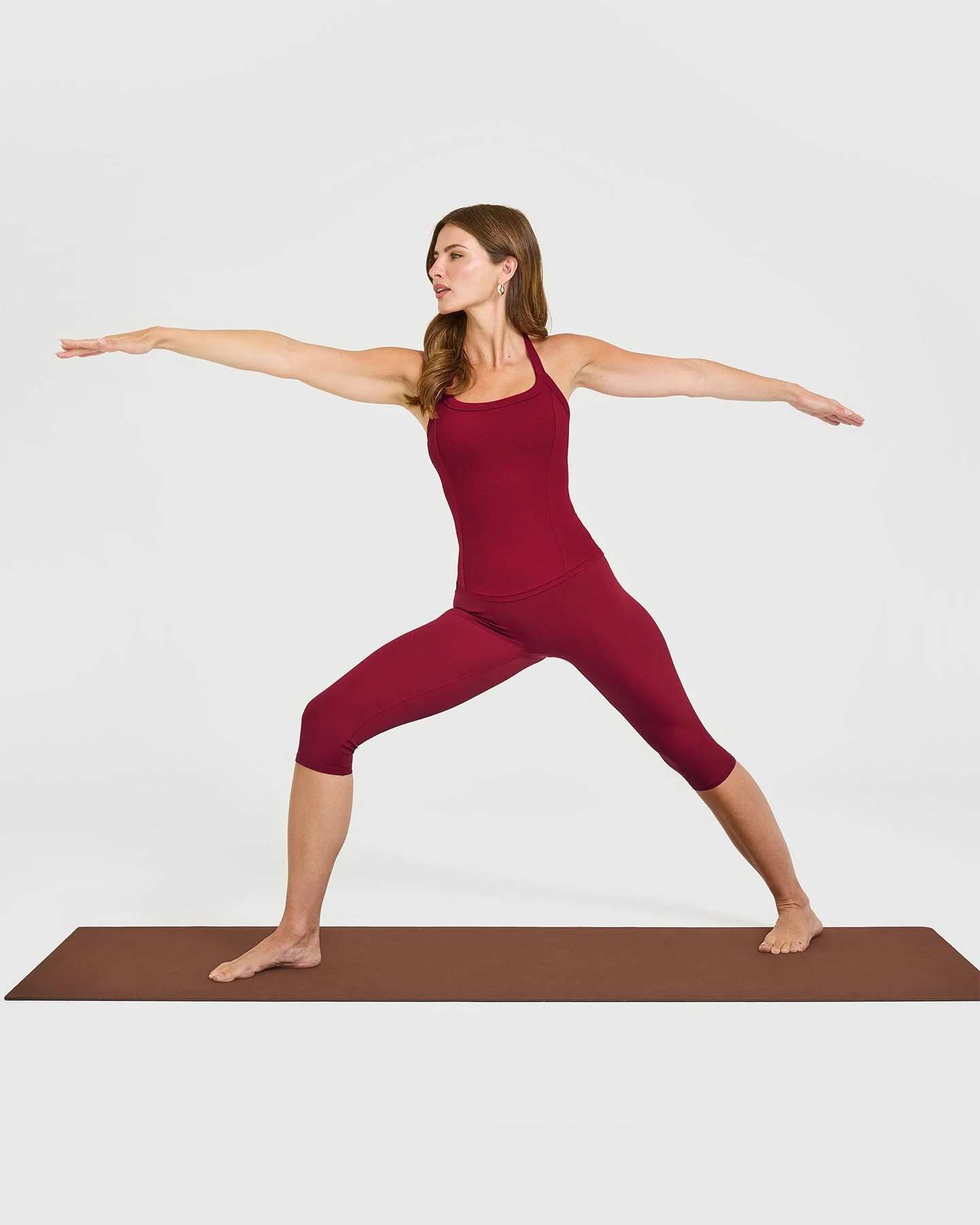 Mellow™ Rib Halter Neck Vest with Built in Bra Shelf | Ruby Red - Image 2
