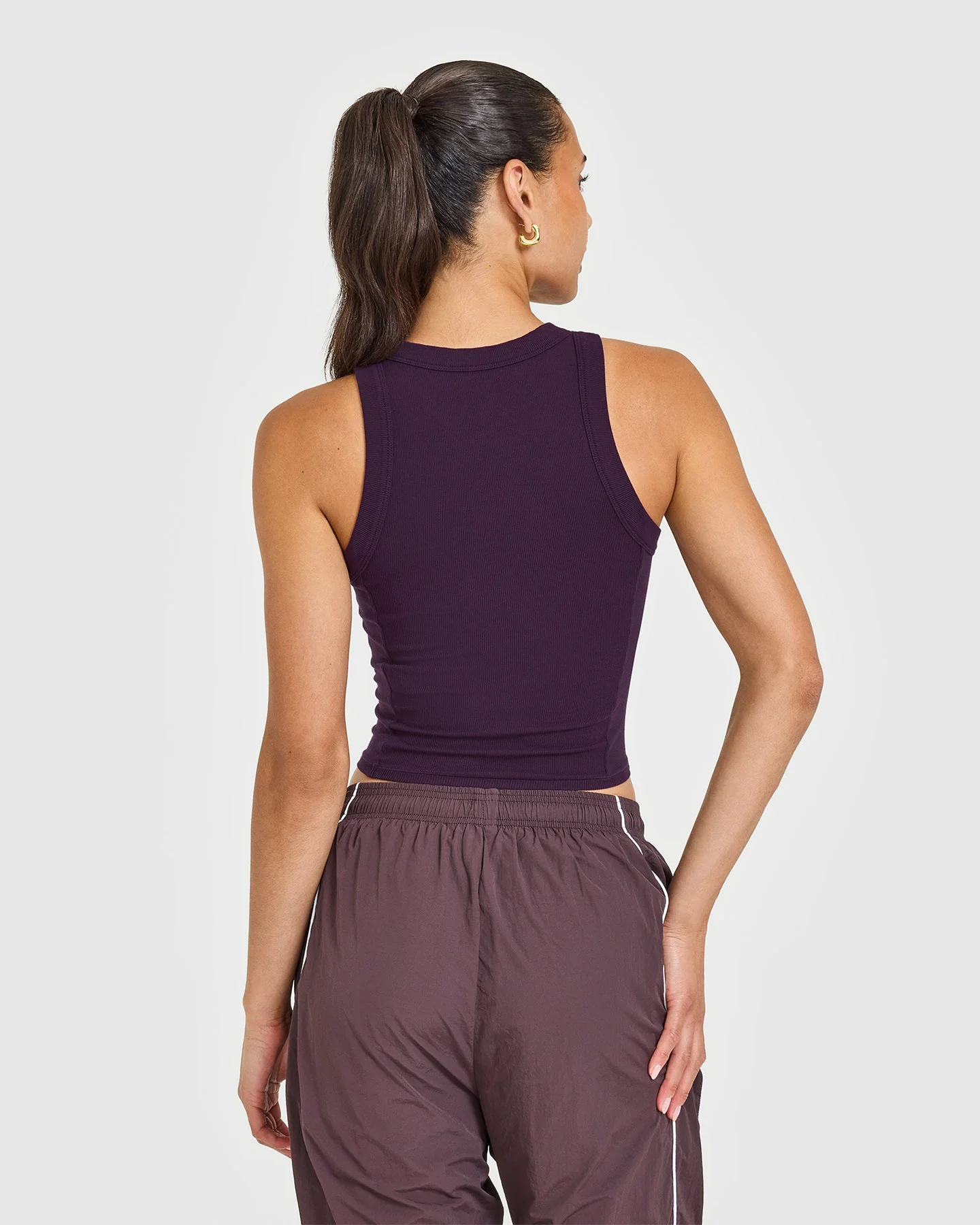 Mellow™ Rib High Neck Mid Tank Top | Blackberry Purple - Image 6