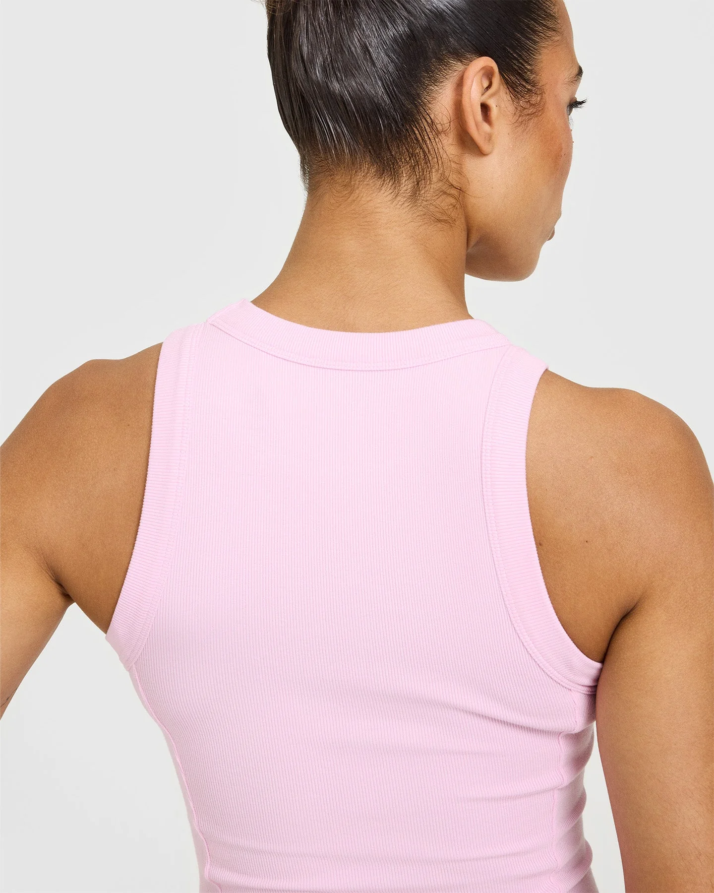 Mellow™ Rib High Neck Mid Tank Top | Chalk Pink - Image 4