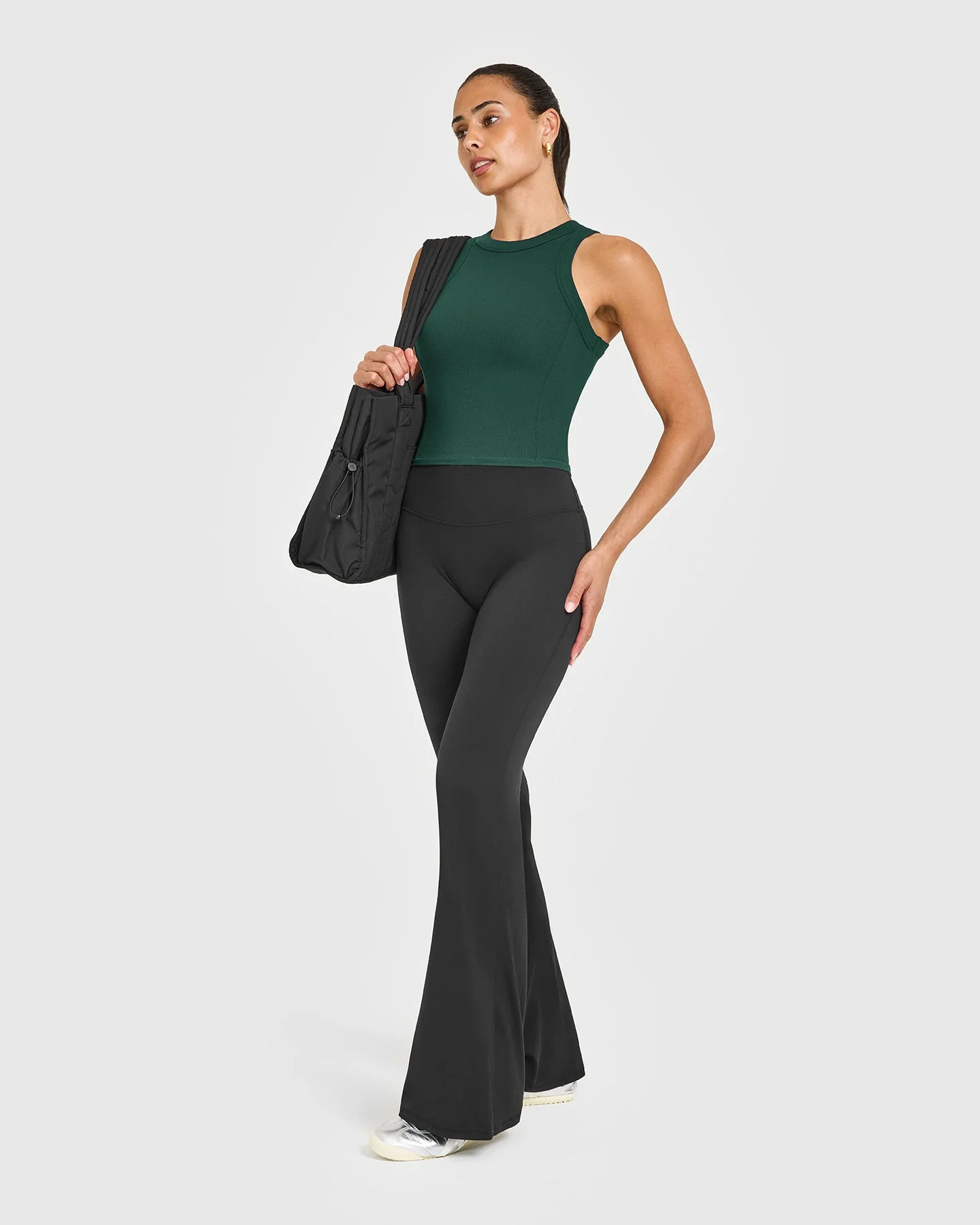 Mellow™ Rib High Neck Mid Tank Top | Racing Green - Image 3