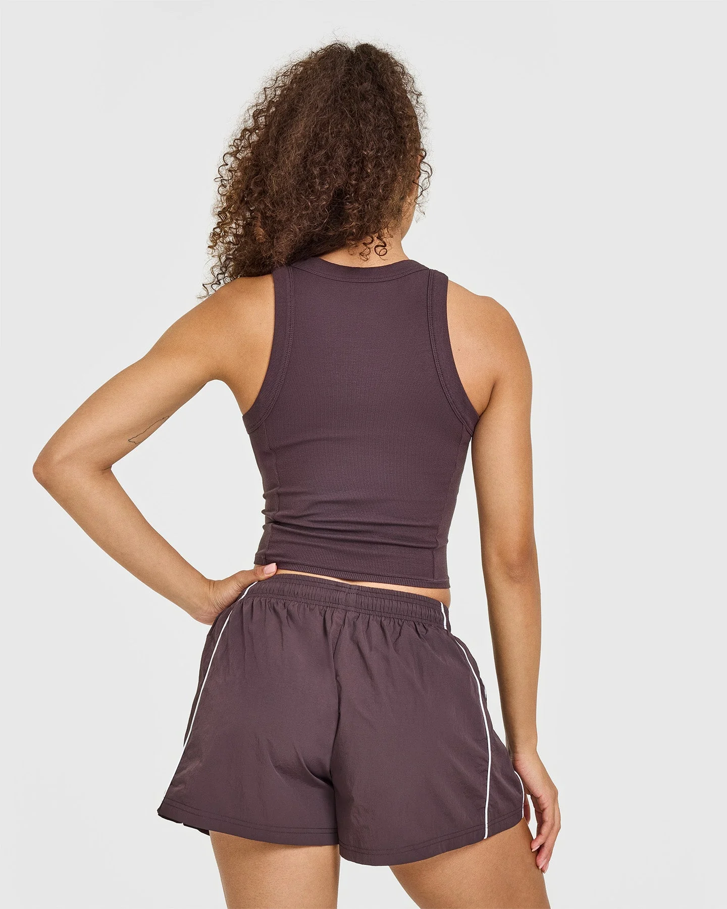 Mellow™ Rib High Neck Mid Tank Top | Umber Brown - Image 2