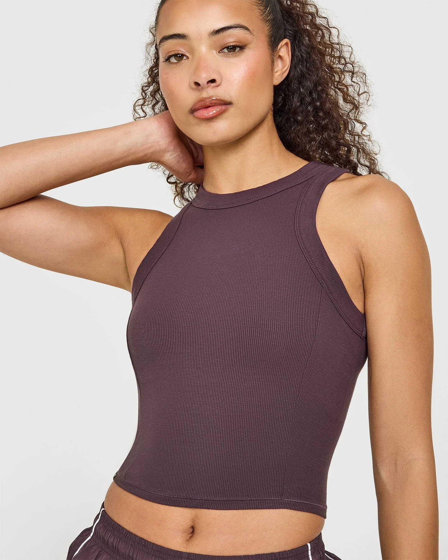 Mellow™ Rib High Neck Mid Tank Top | Umber Brown - Image 5