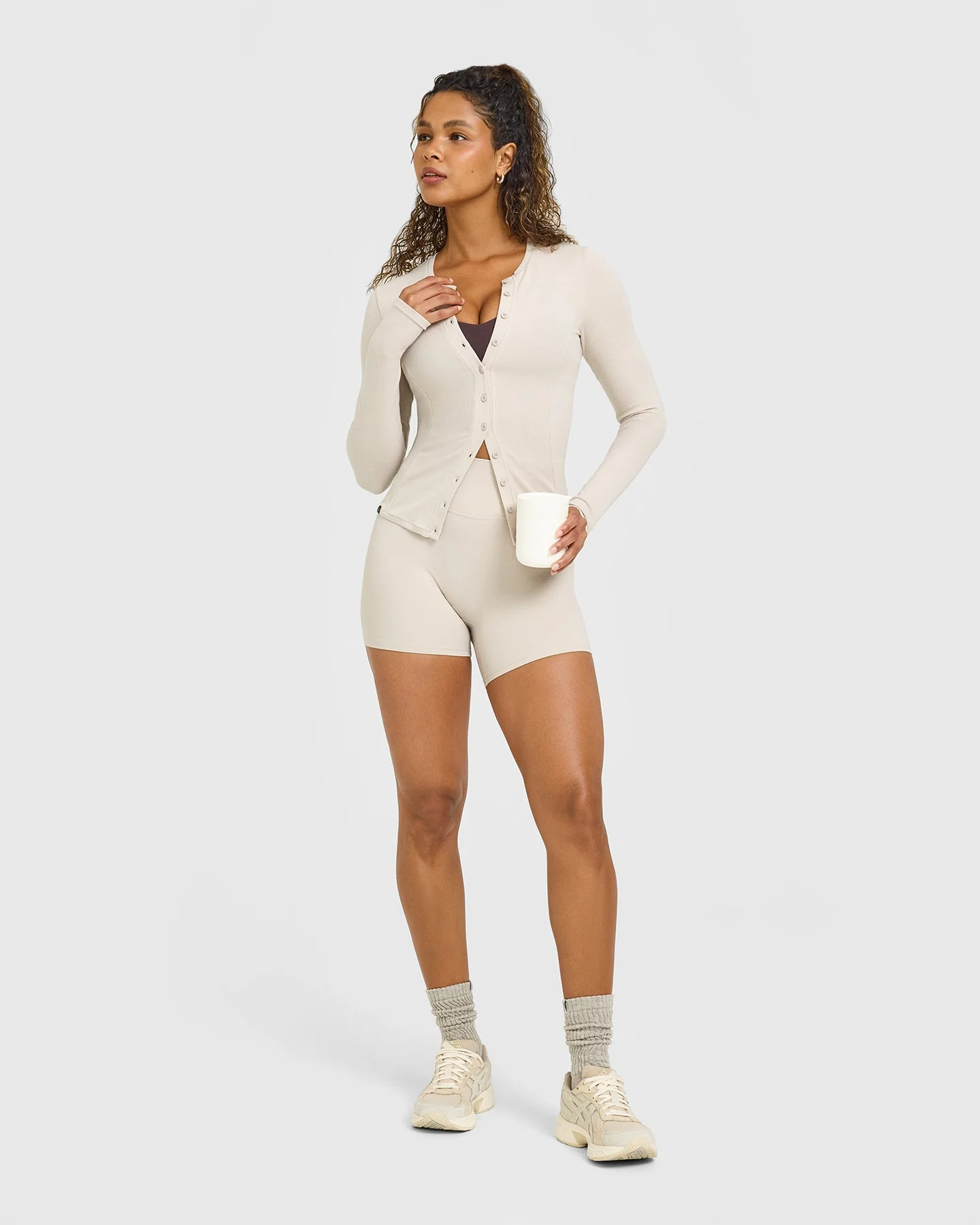 Mellow™ Rib Long Sleeve Cardigan | Sand - Image 3