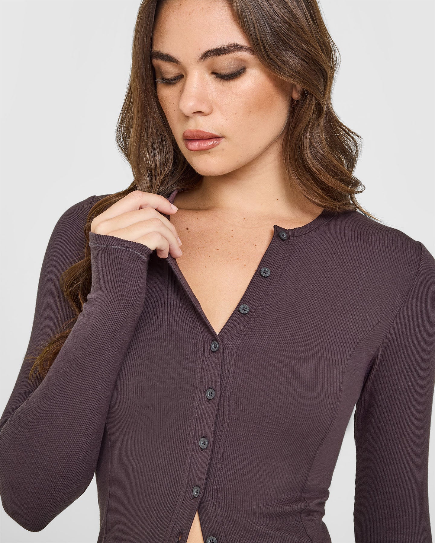 Mellow™ Rib Long Sleeve Cardigan | Umber Brown - Image 5