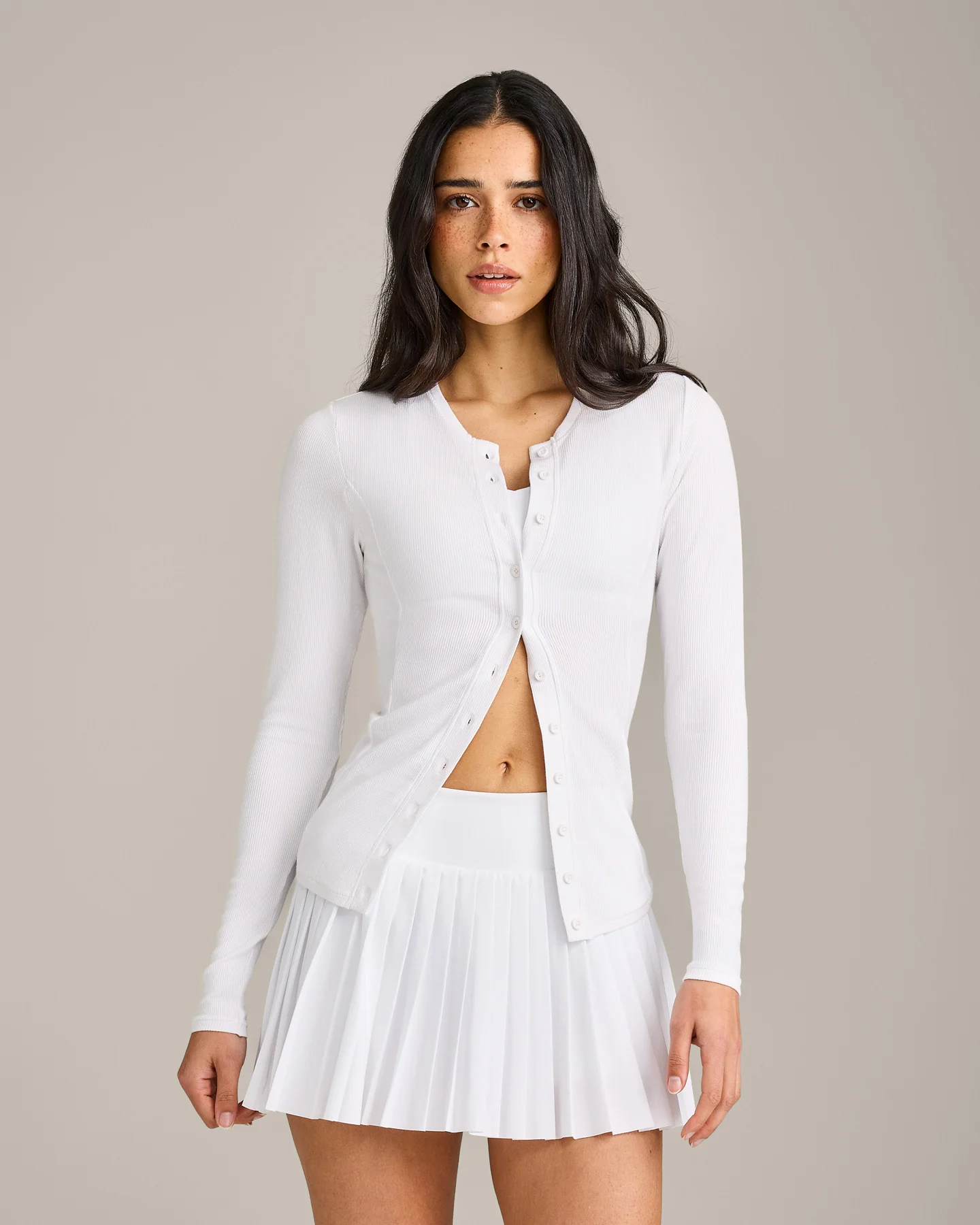 Mellow™ Rib Long Sleeve Cardigan | White