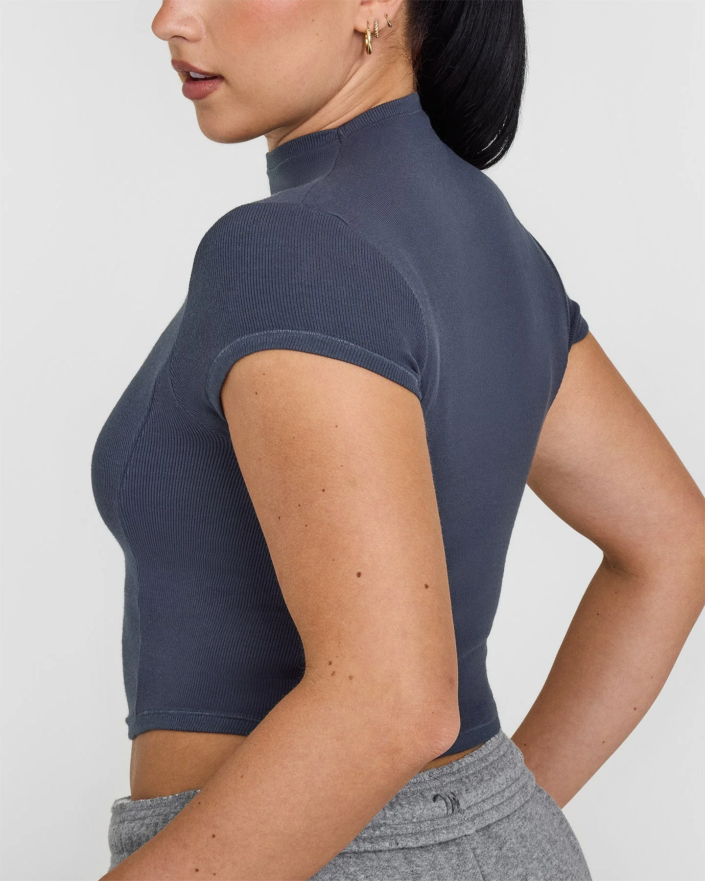 Mellow™ Rib Mid Mock Neck T-Shirt | True Blue - Image 5