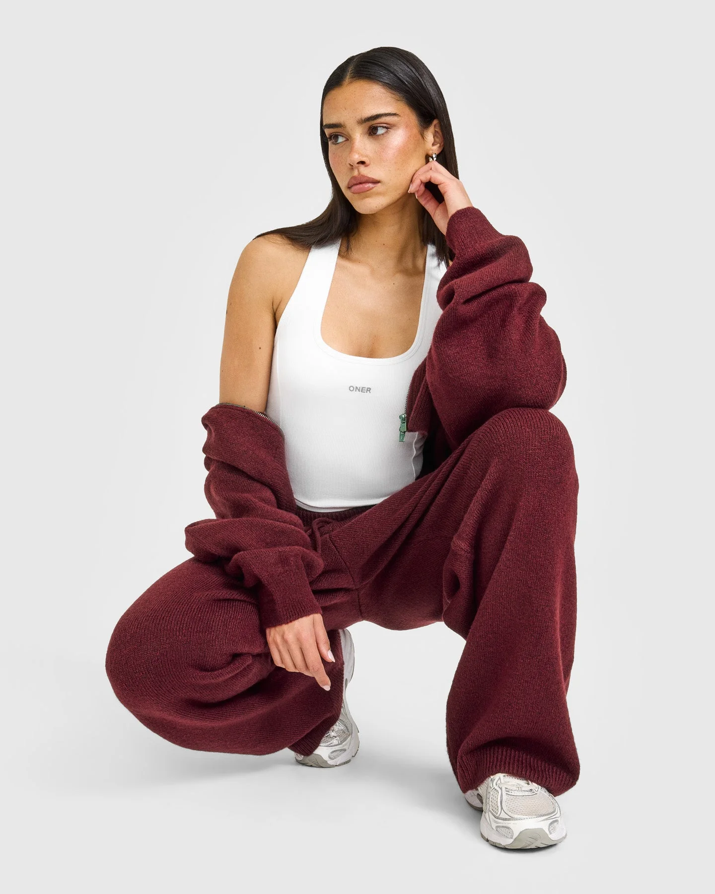 Mellow™ Rib Oner Embroidered Square Neck Mid Vest with Built in Bra Shelf | White - Image 6