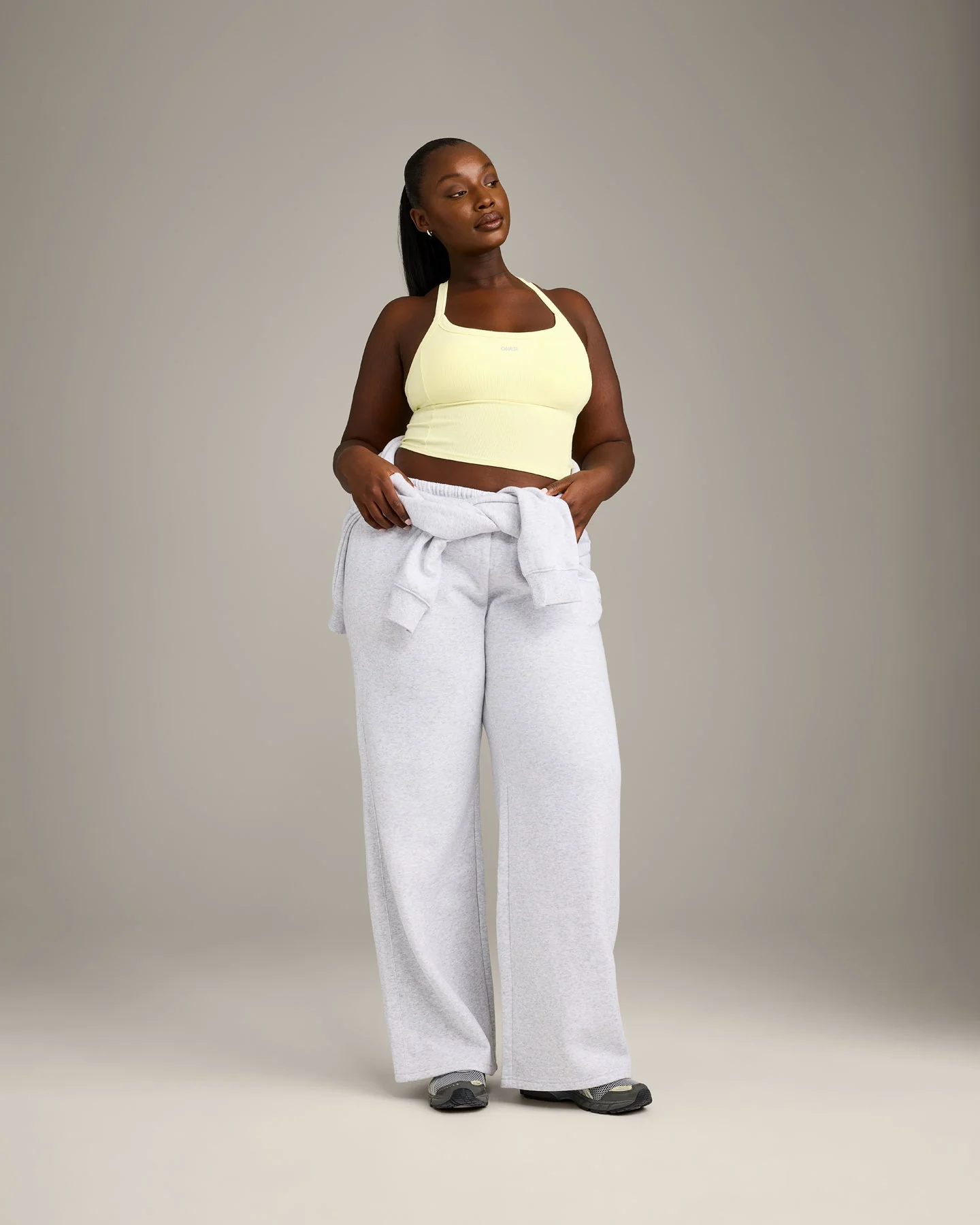 Mellow™ Rib Racer Back Mid Vest with Built in Bra Shelf | Pastel Yellow - Image 3