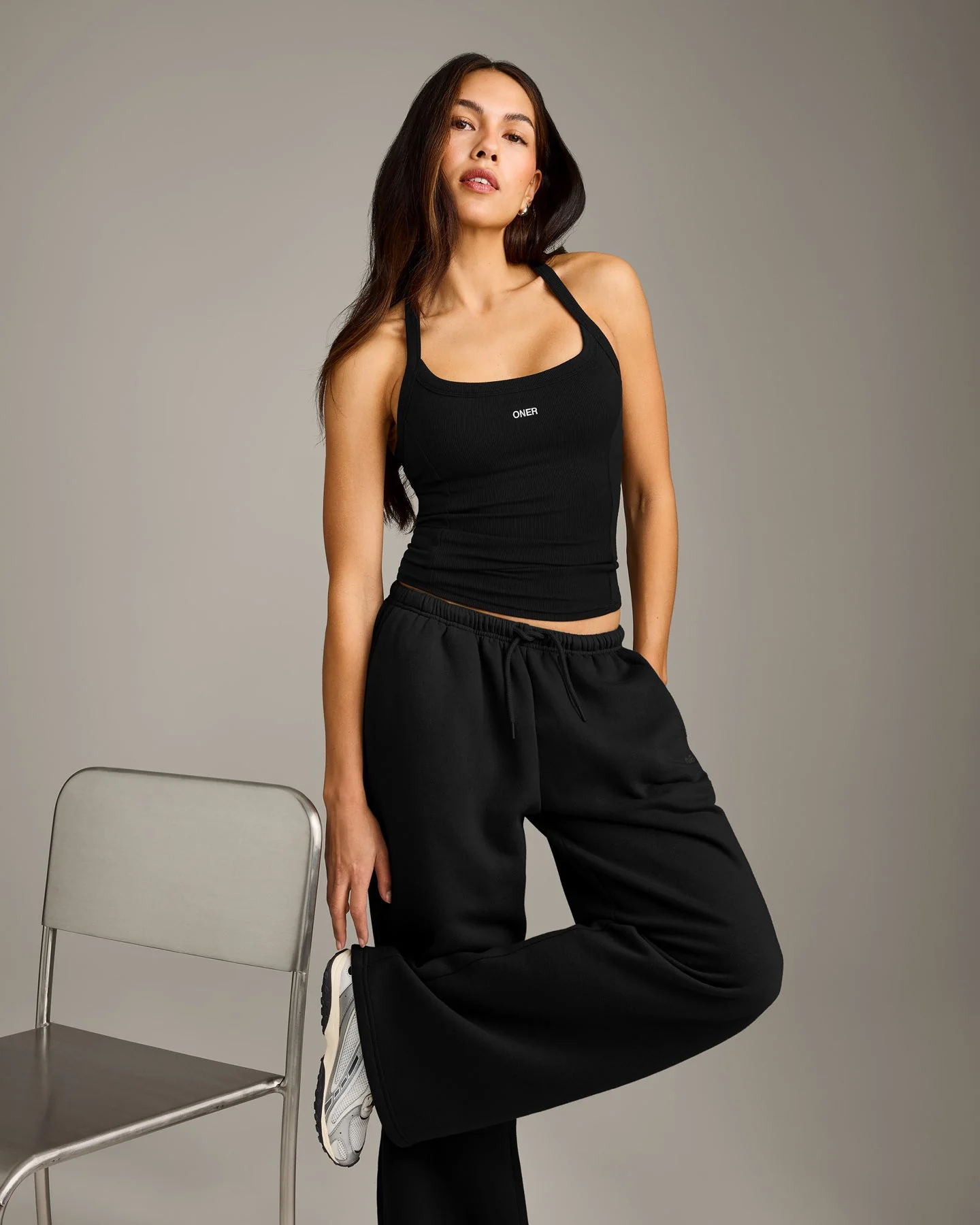 Mellow™ Rib Racer Back Vest with Built in Bra Shelf | Black - Image 3