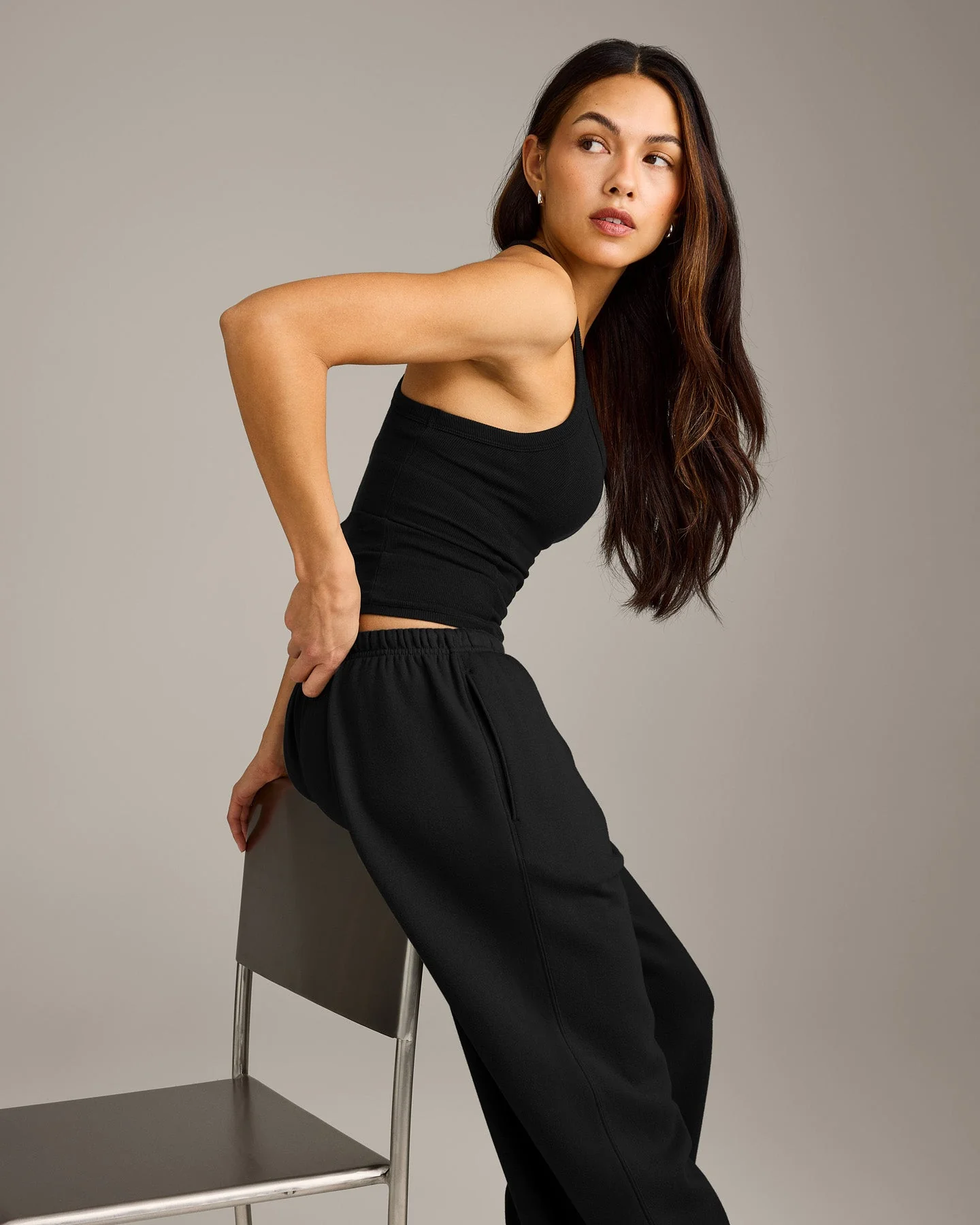Mellow™ Rib Racer Back Vest with Built in Bra Shelf | Black - Image 5
