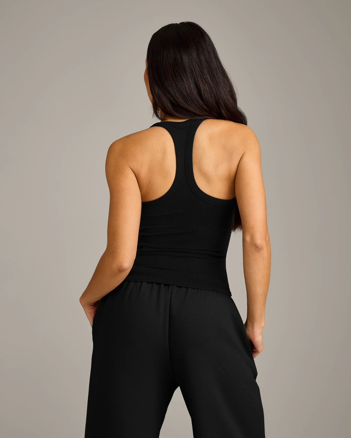 Mellow™ Rib Racer Back Vest with Built in Bra Shelf | Black - Image 6