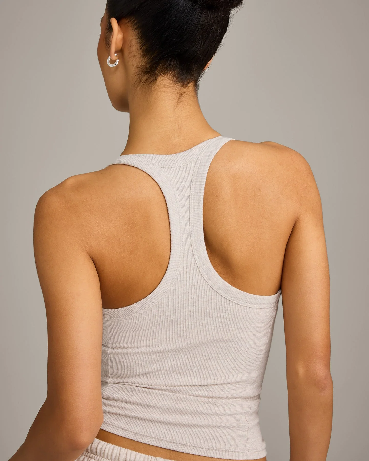 Mellow™ Rib Racer Back Vest with Built in Bra Shelf | Oat Marl - Image 4