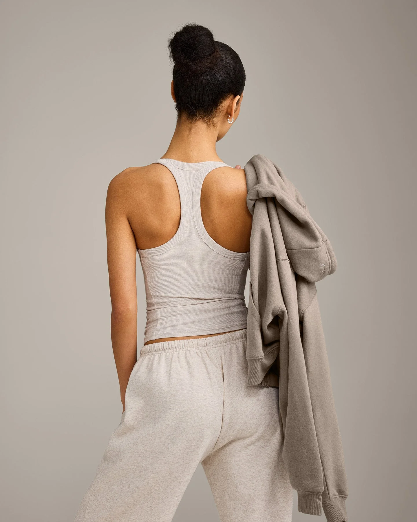 Mellow™ Rib Racer Back Vest with Built in Bra Shelf | Oat Marl - Image 6