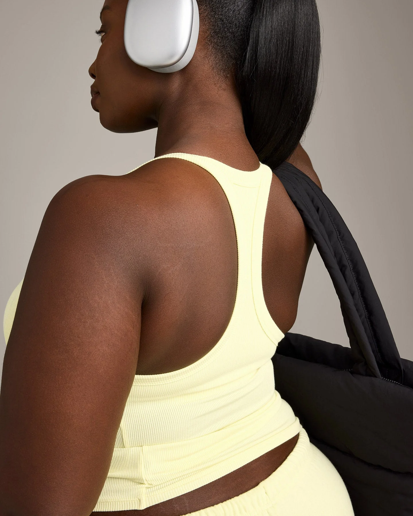 Mellow™ Rib Racer Back Vest with Built in Bra Shelf | Pastel Yellow - Image 4