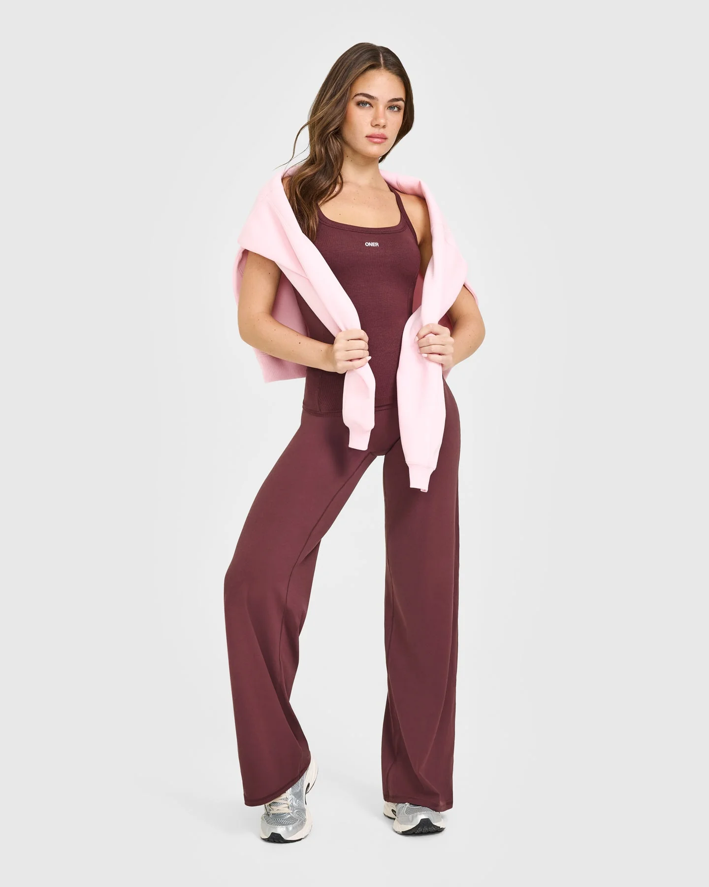 Mellow™ Rib Racer Back Vest with Built in Bra Shelf | Velvet Mocha - Image 3