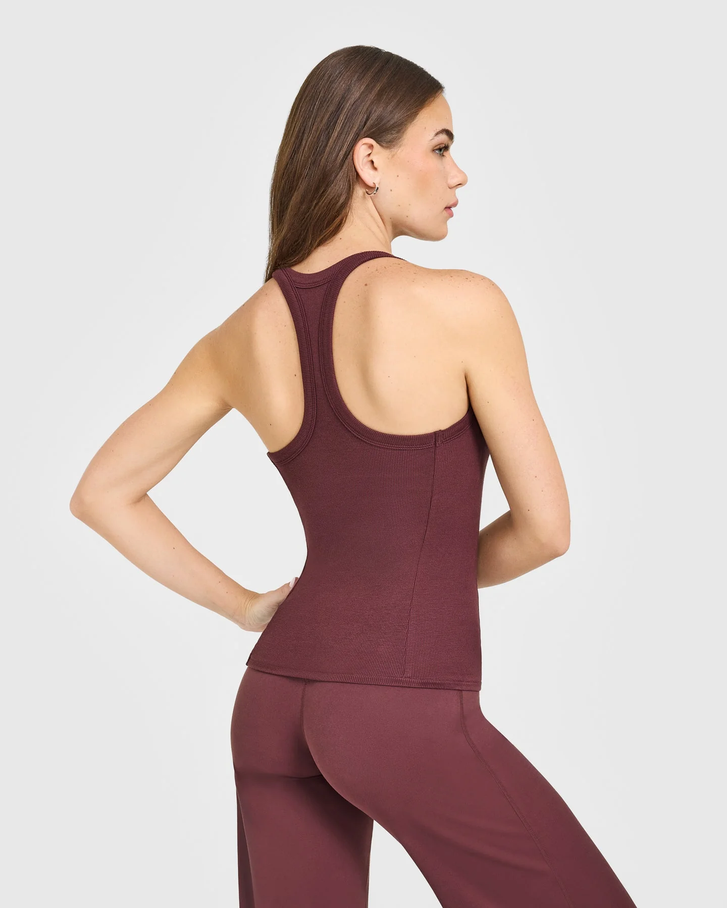 Mellow™ Rib Racer Back Vest with Built in Bra Shelf | Velvet Mocha - Image 5